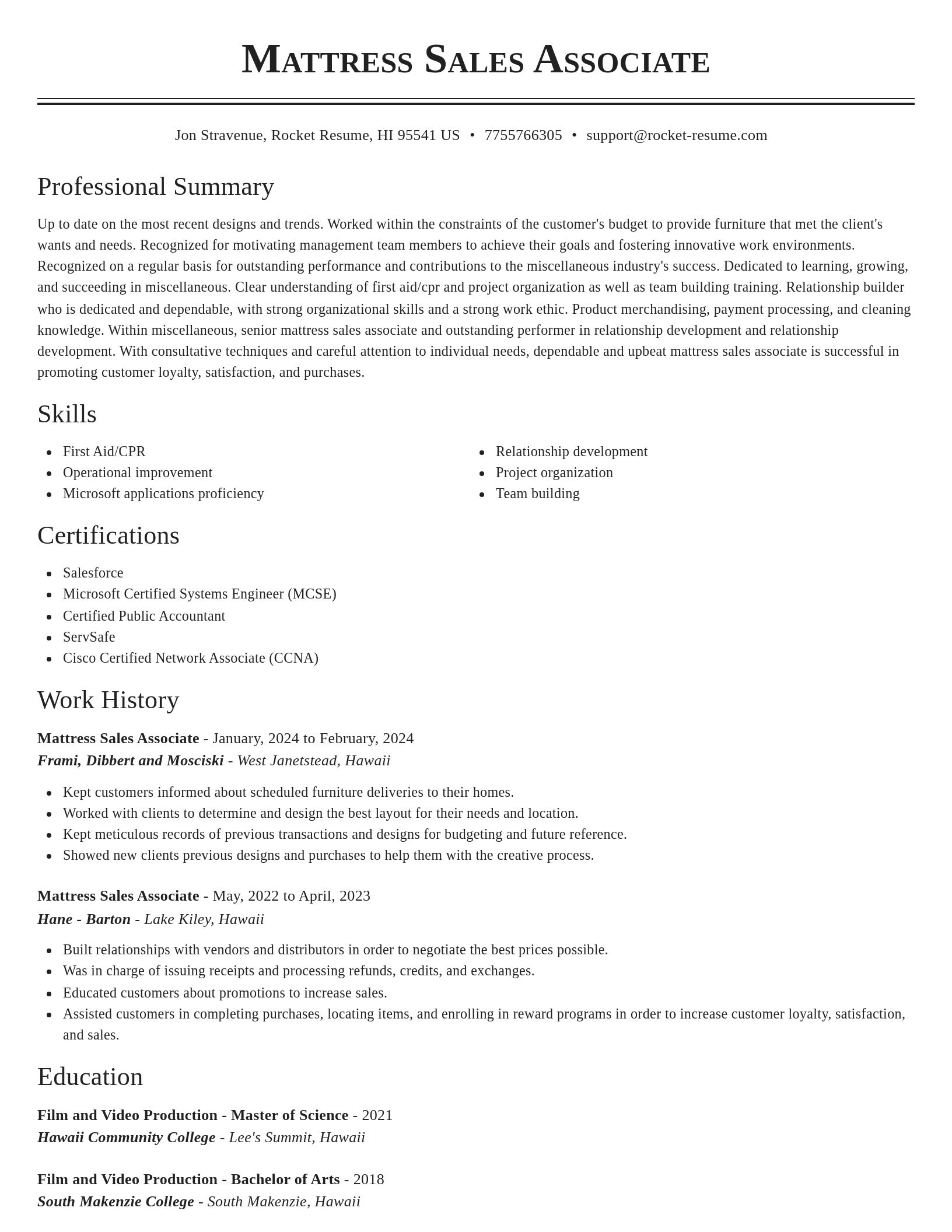 Classic resume template
