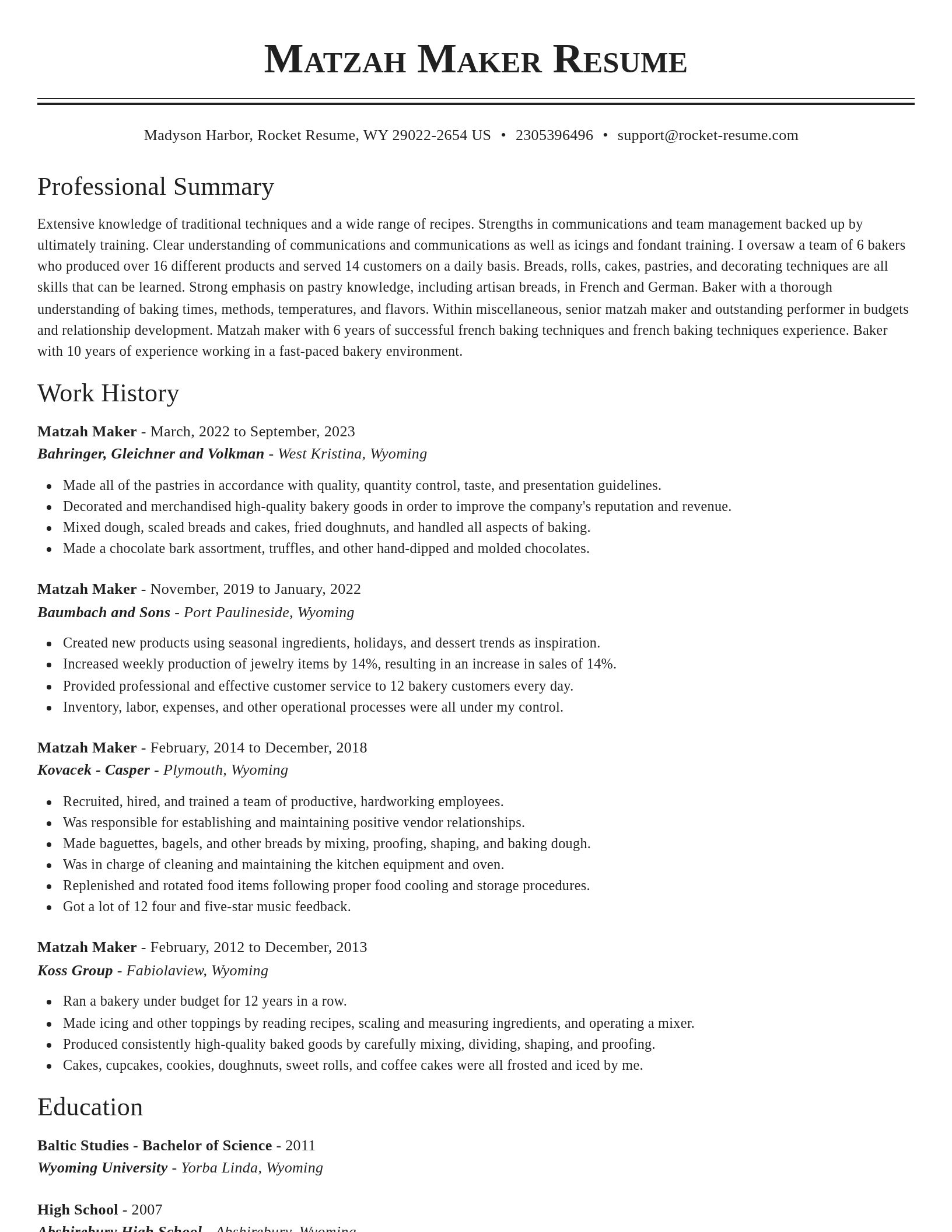 Classic resume template