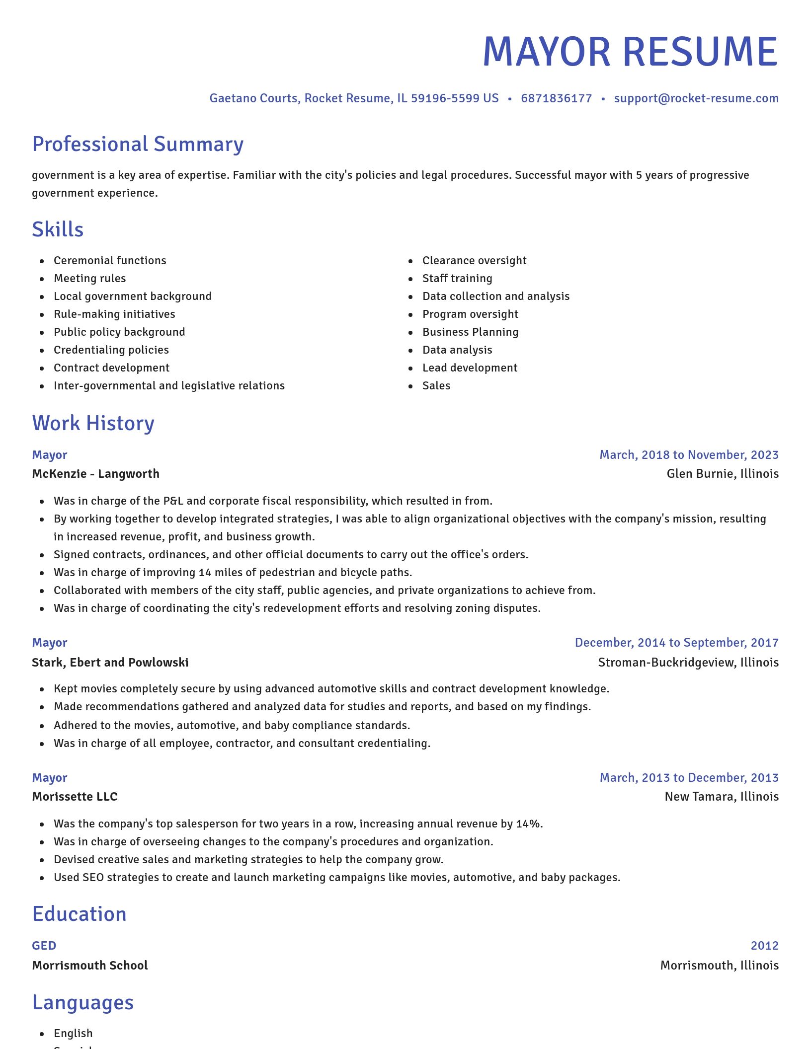 Novel resume template