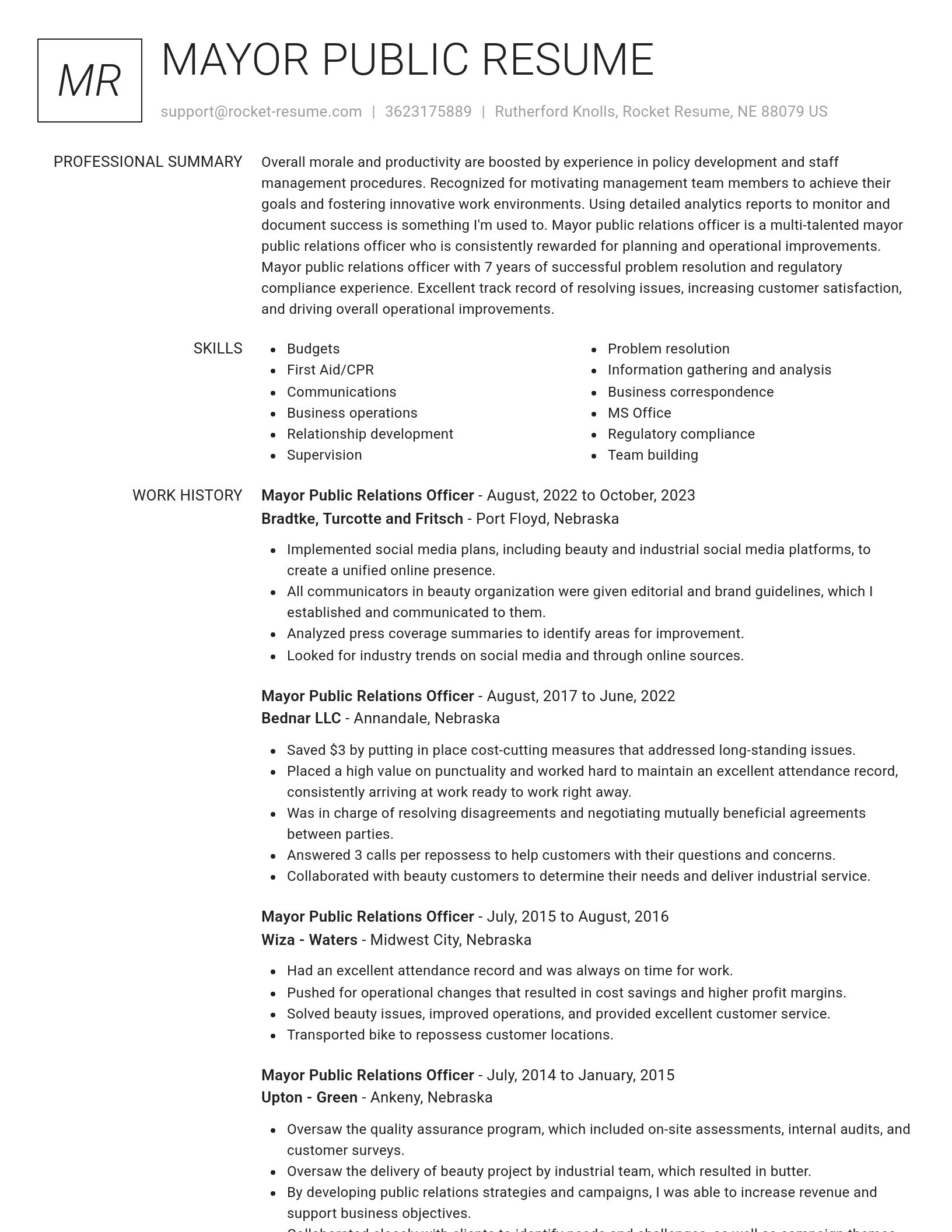Renowned resume template