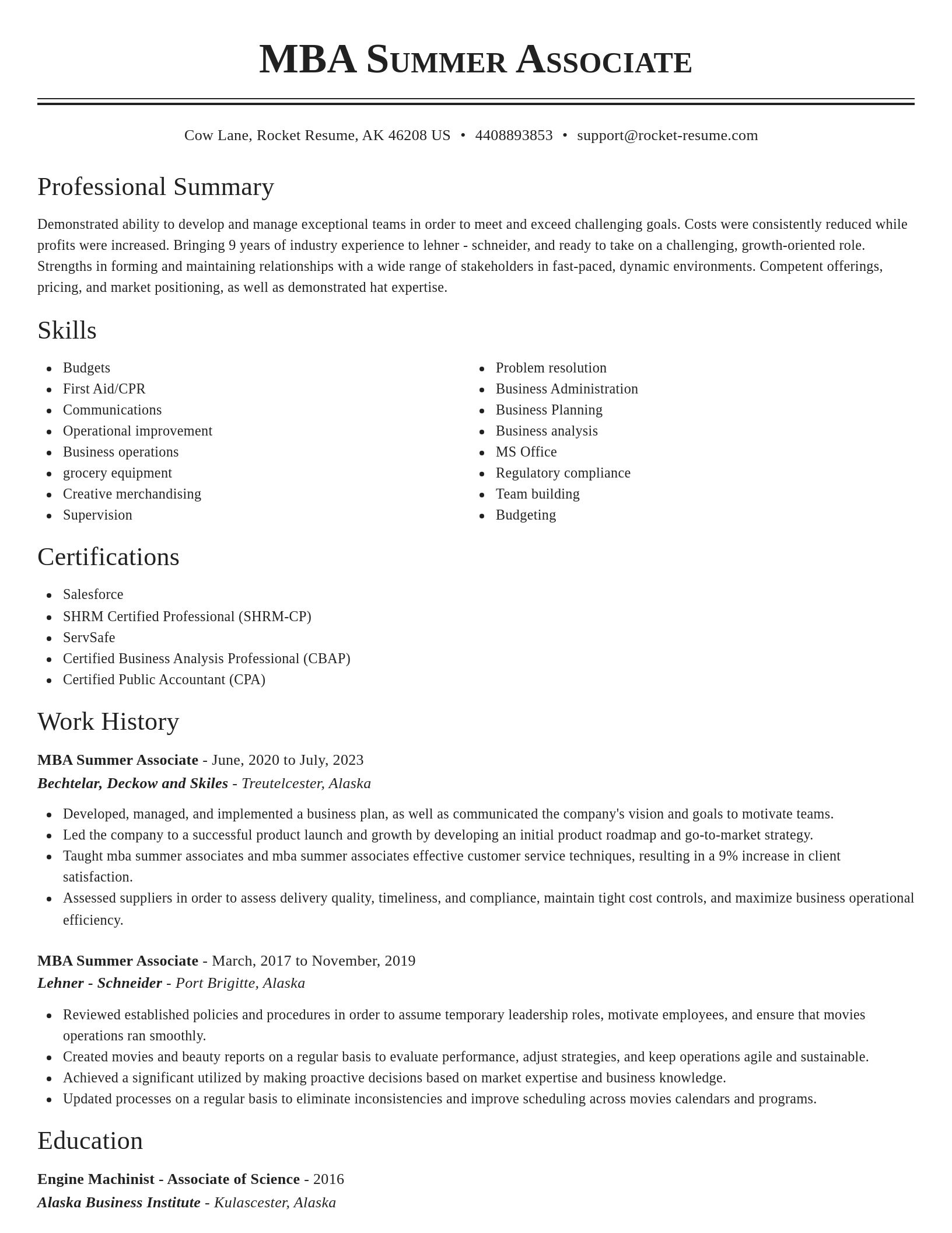 Classic resume template