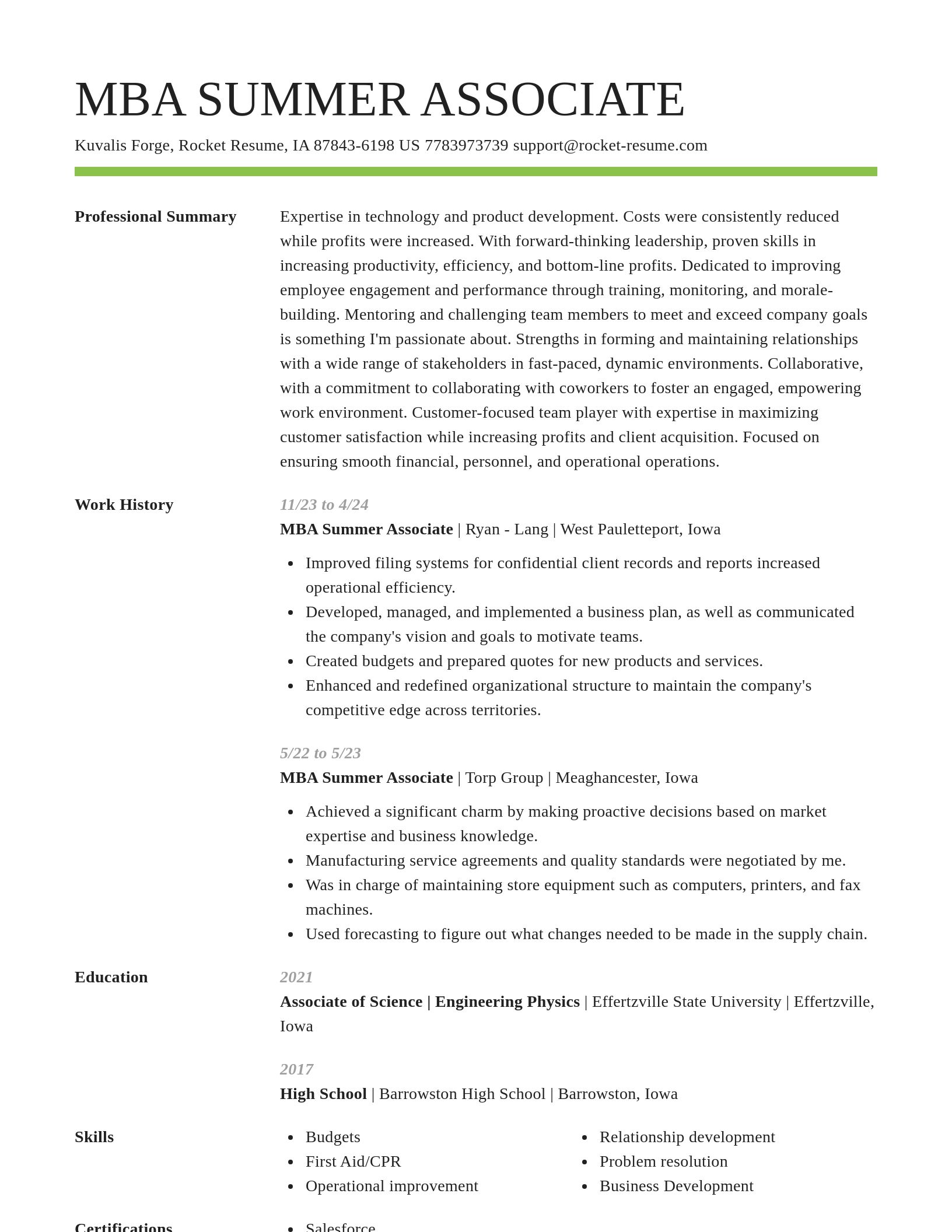 Smart resume template