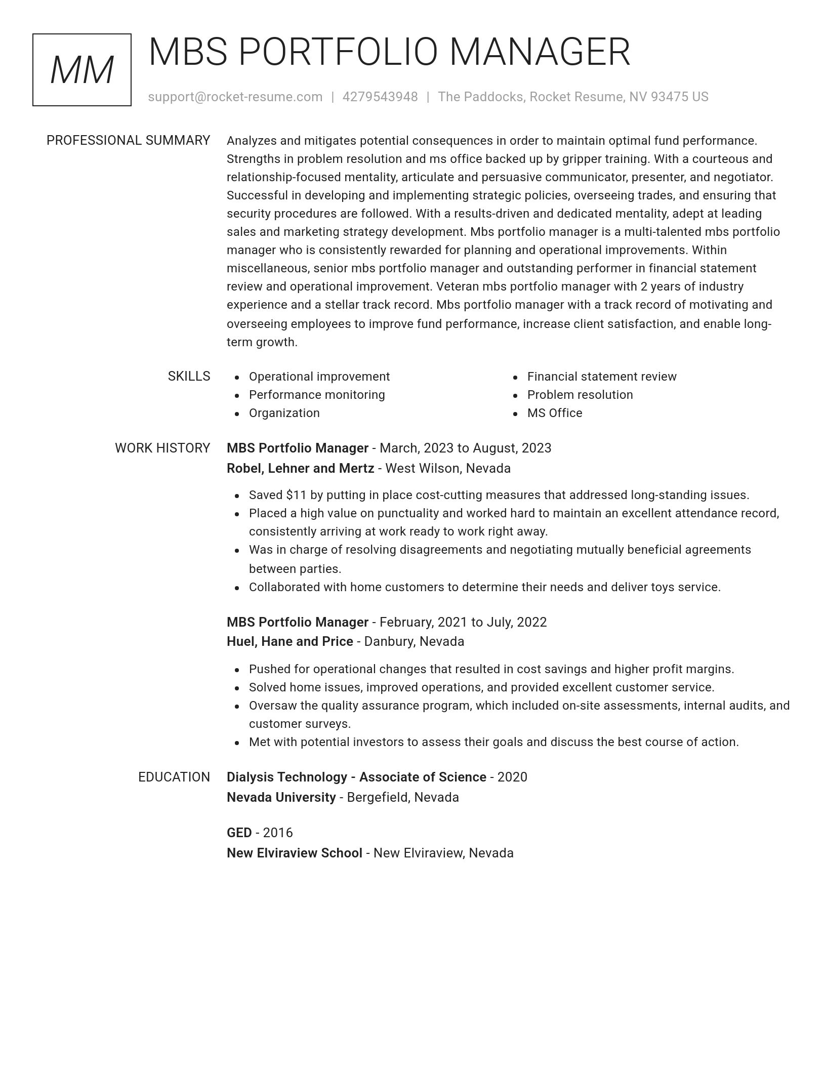Renowned resume template