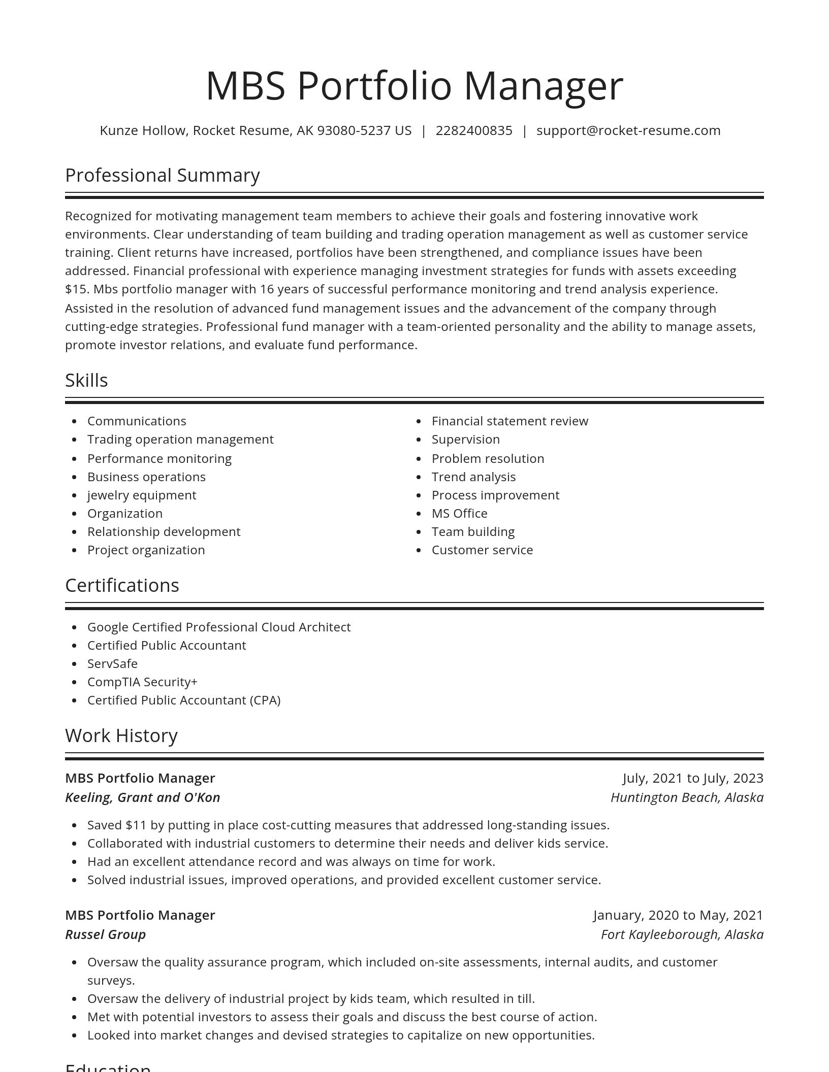 Spotlight resume template