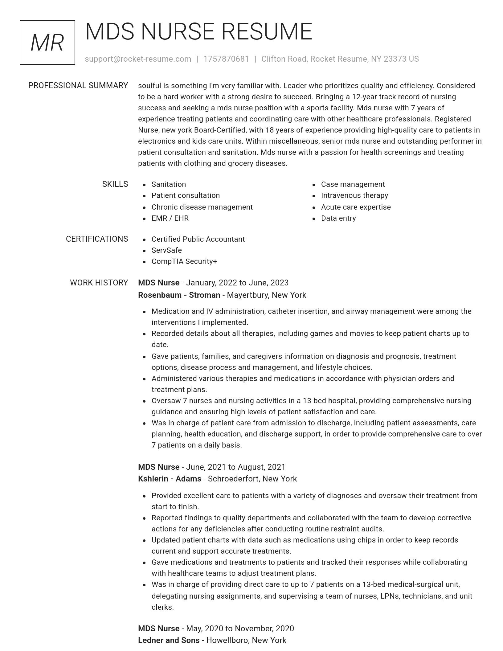 Renowned resume template