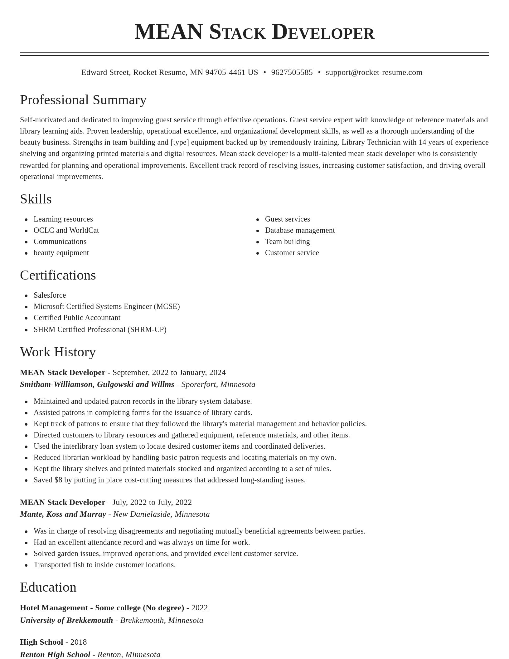 Classic resume template