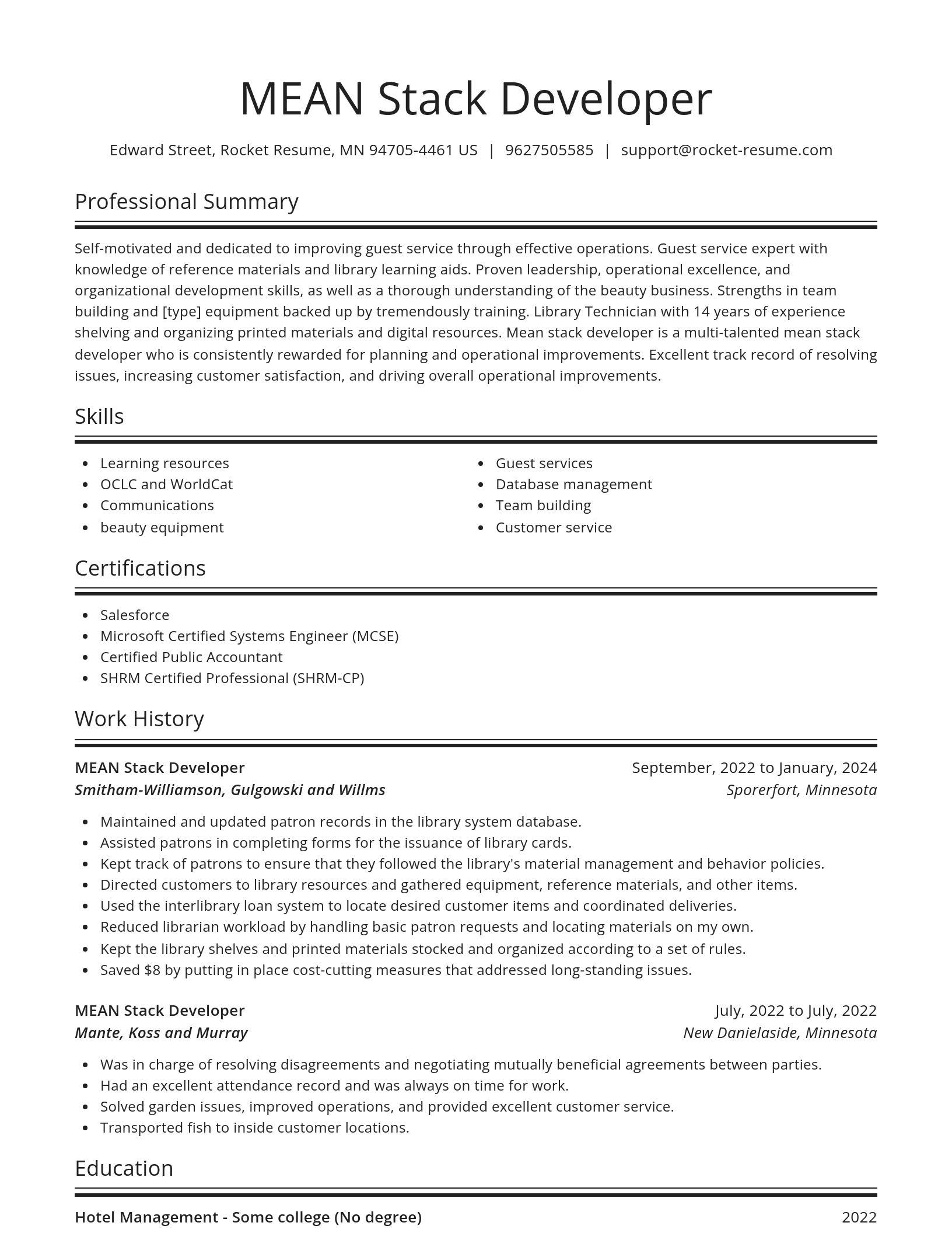 Spotlight resume template
