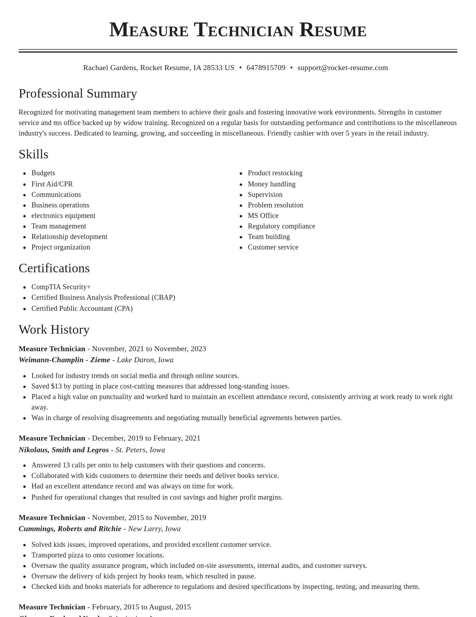 Classic resume template