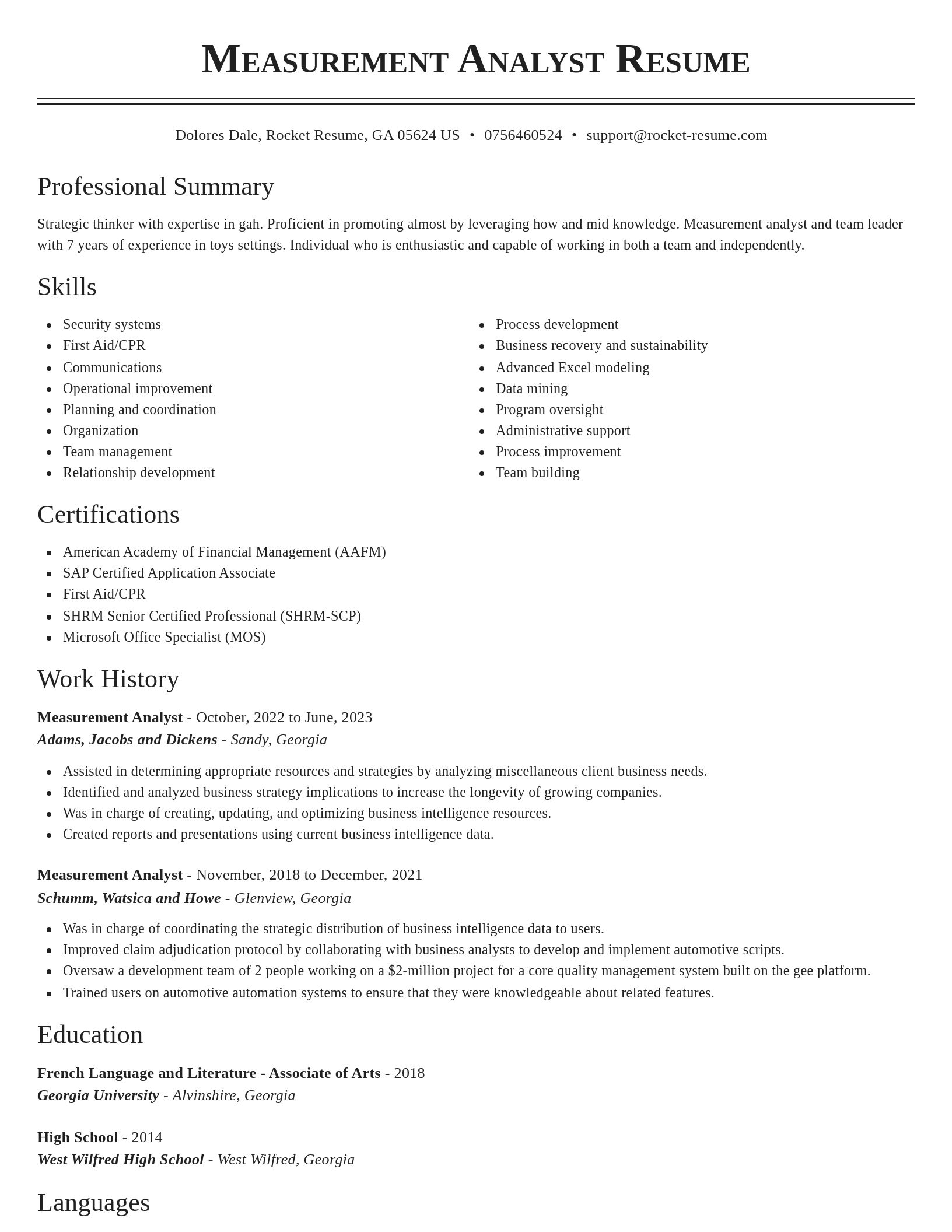 Classic resume template