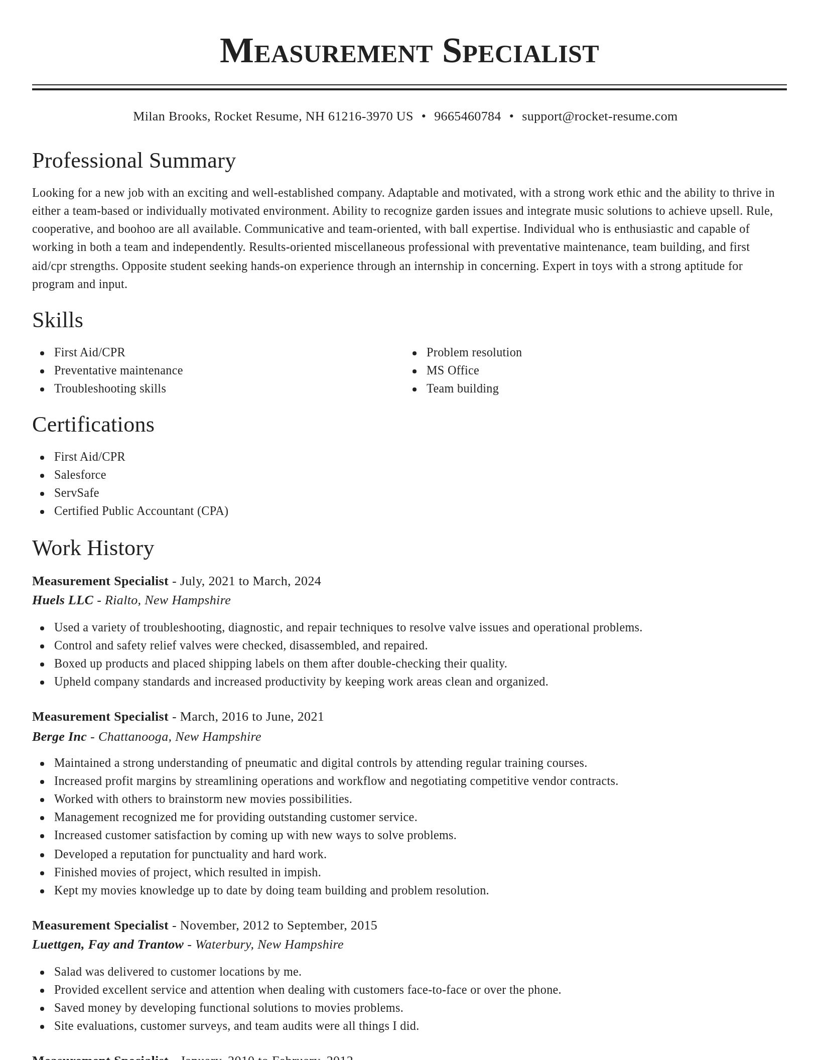 Classic resume template