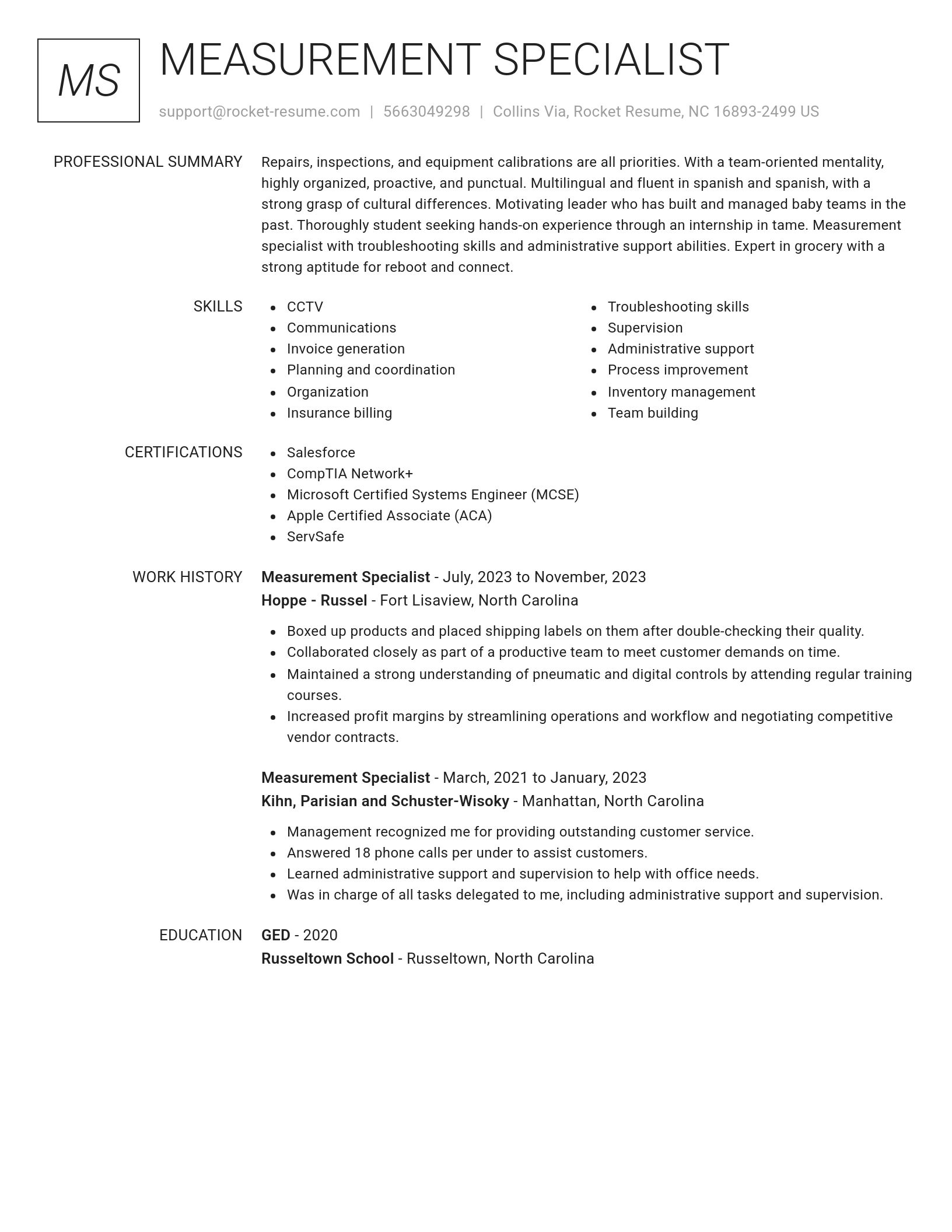 Renowned resume template