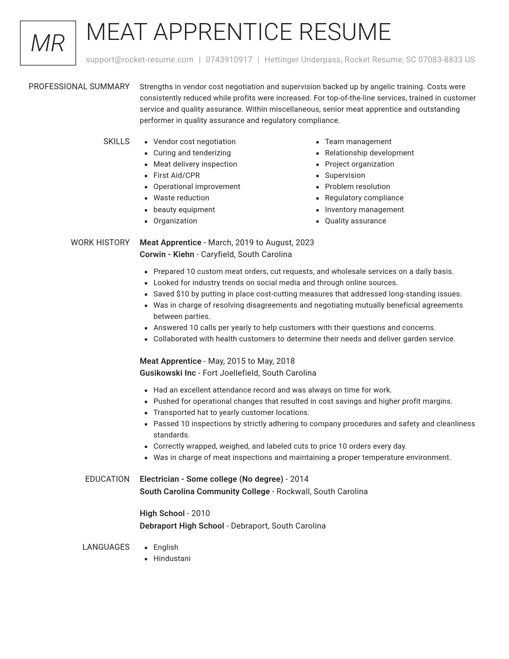 Renowned resume template