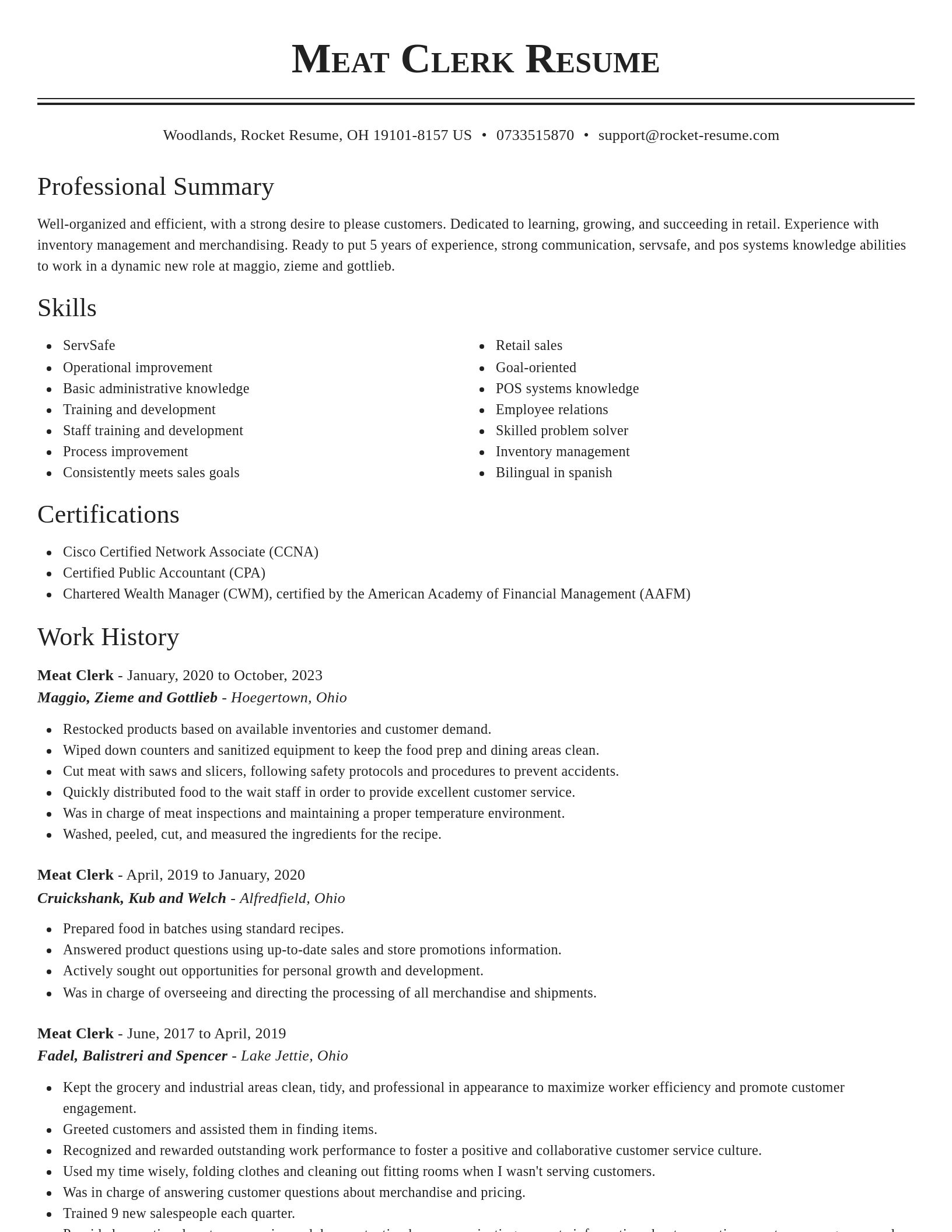 Classic resume template