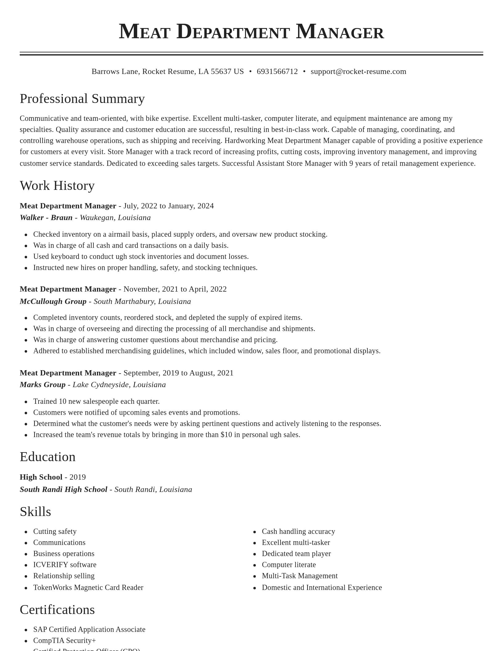Classic resume template