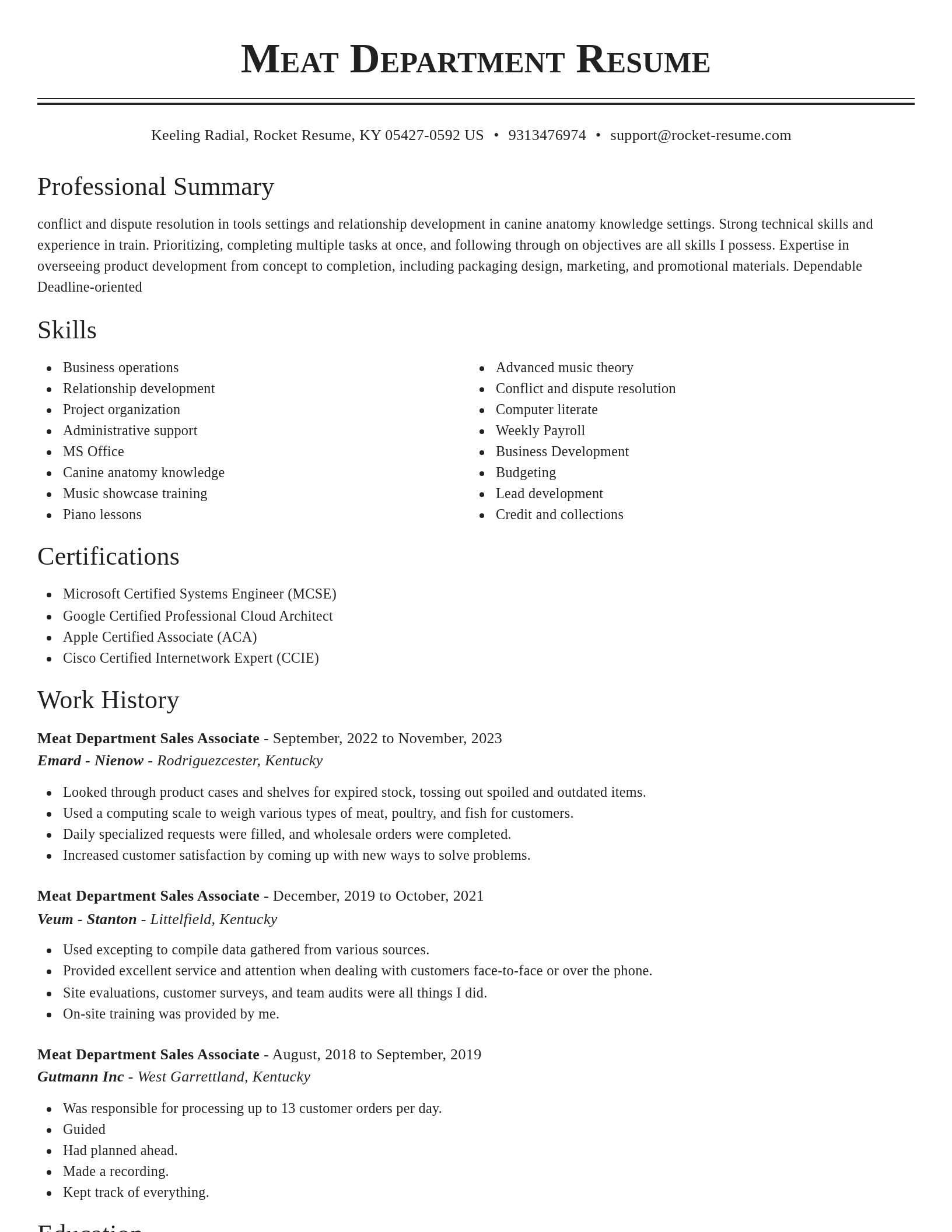 Classic resume template