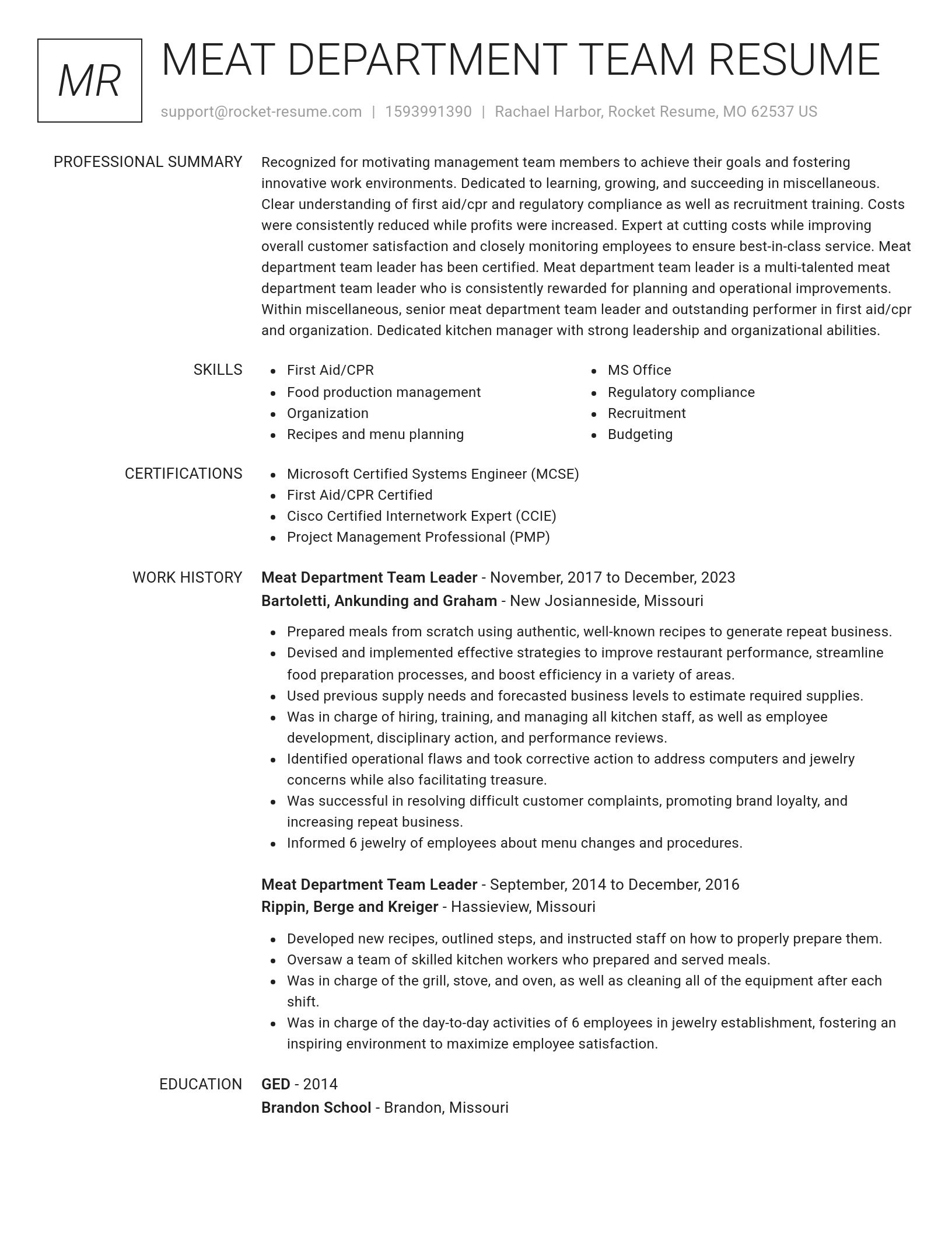 Renowned resume template