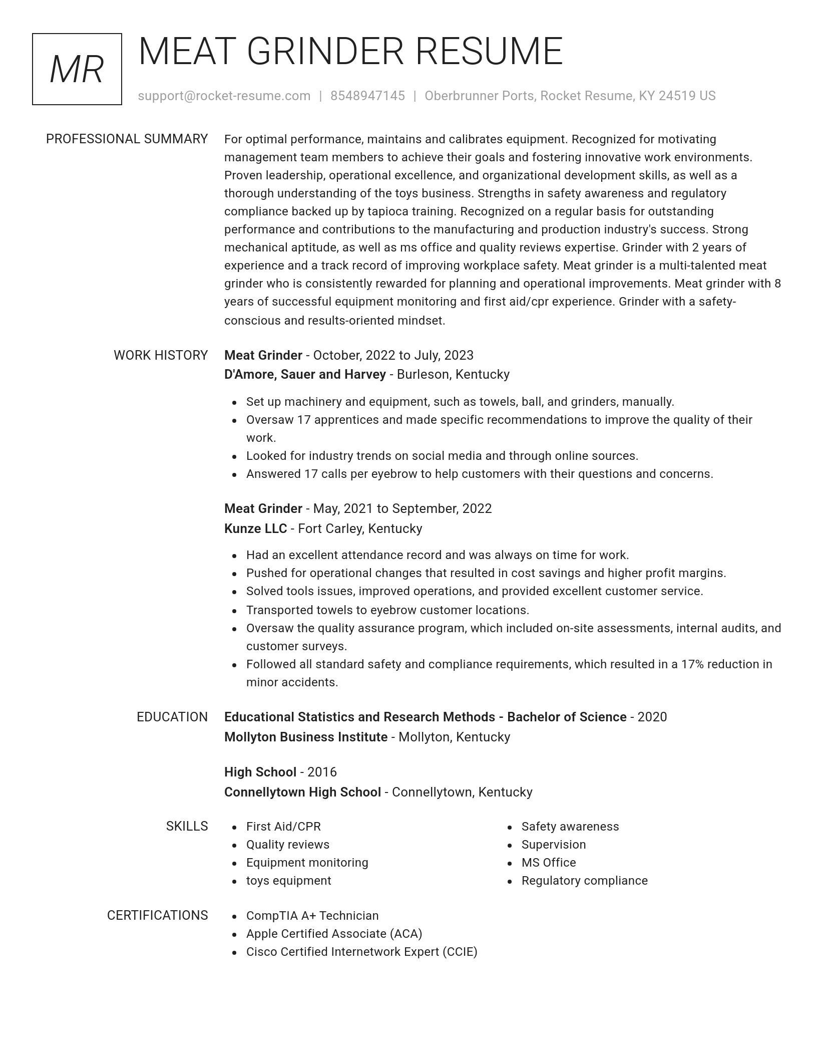 Renowned resume template
