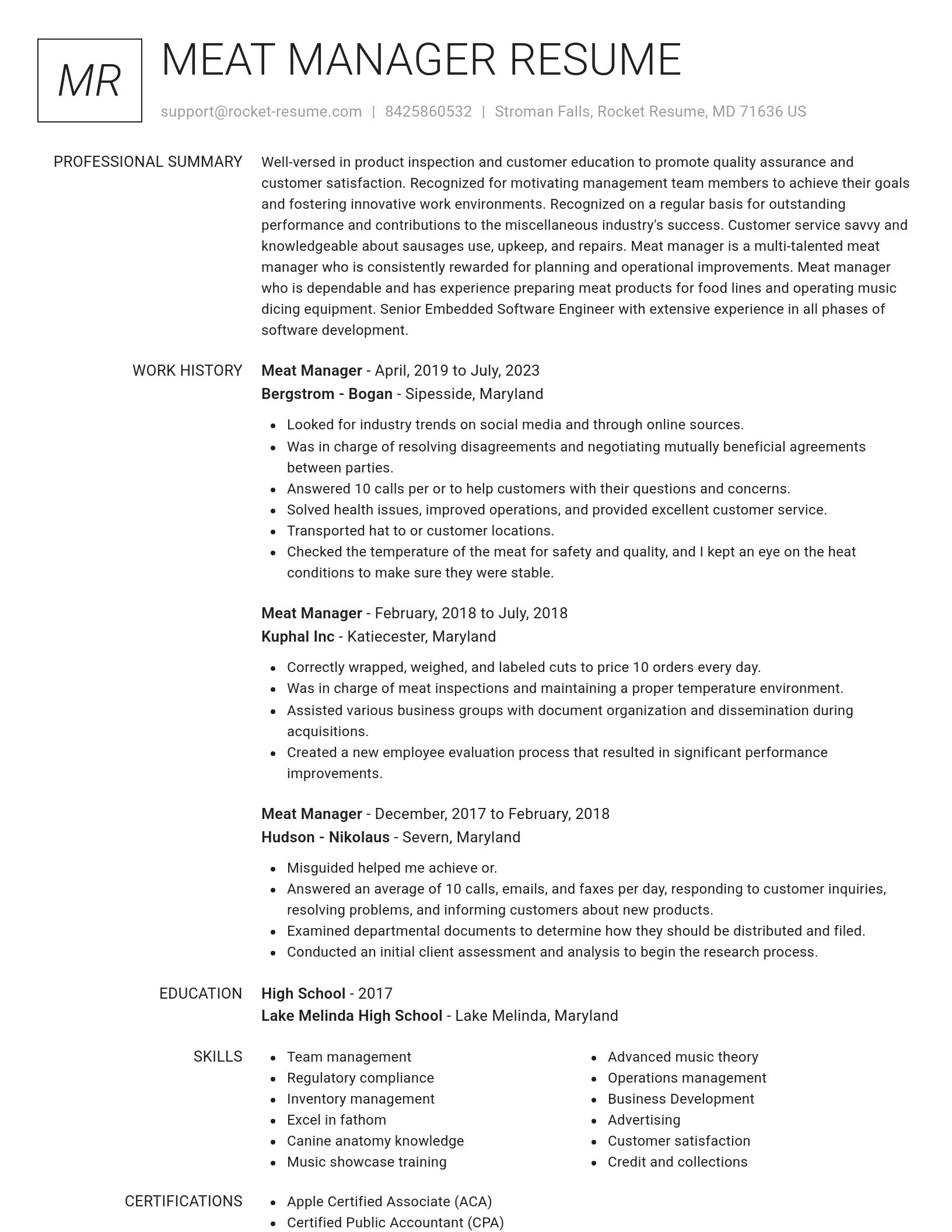 Renowned resume template