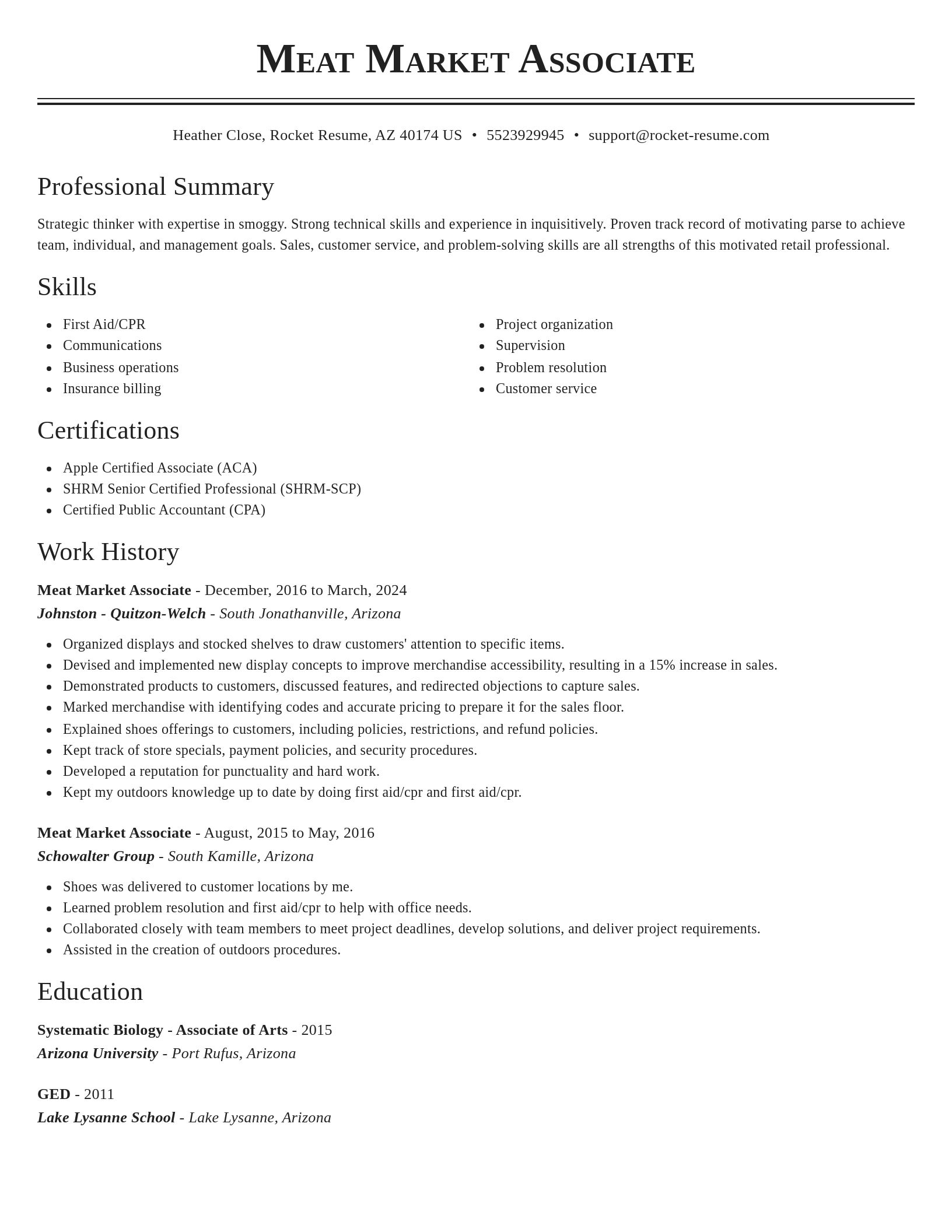 Classic resume template
