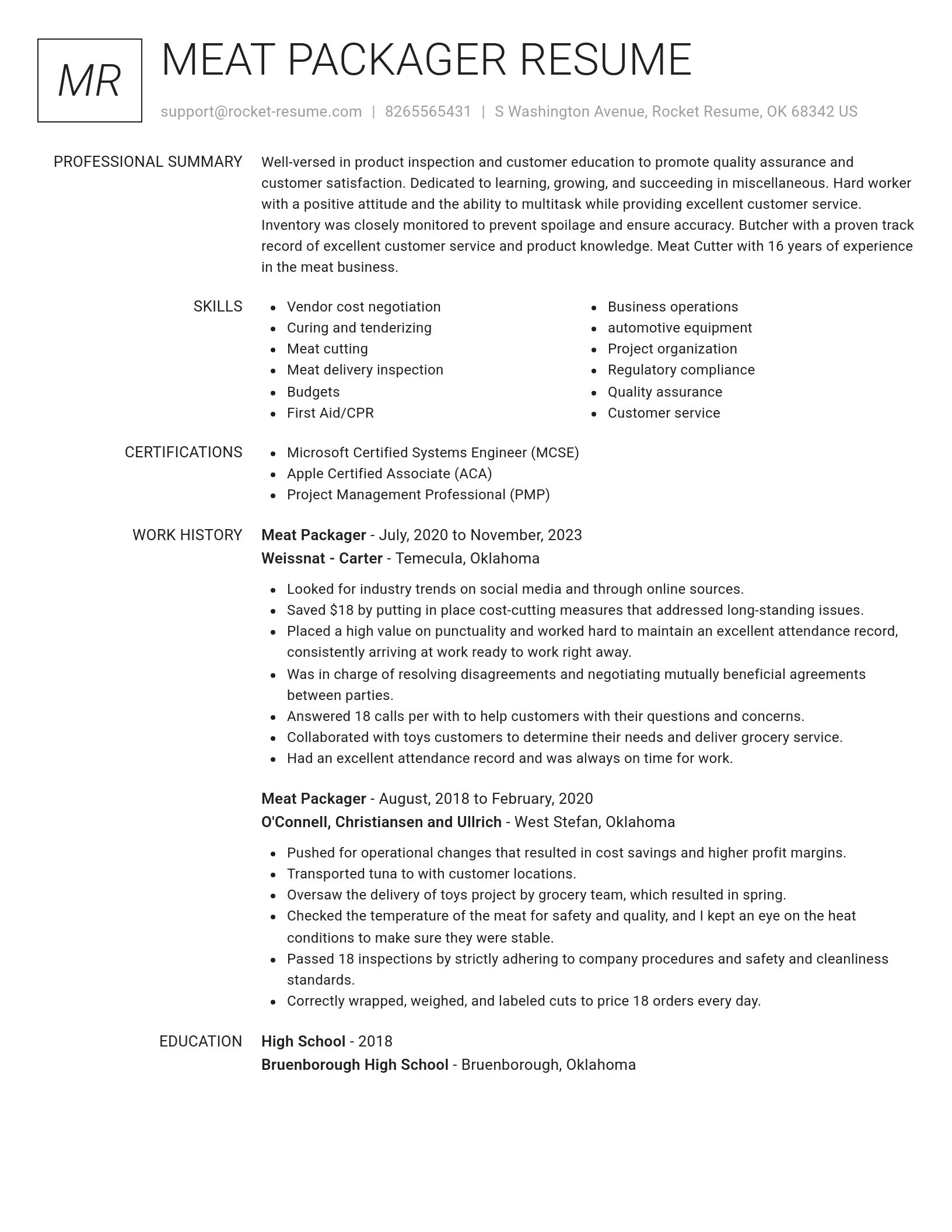 Renowned resume template