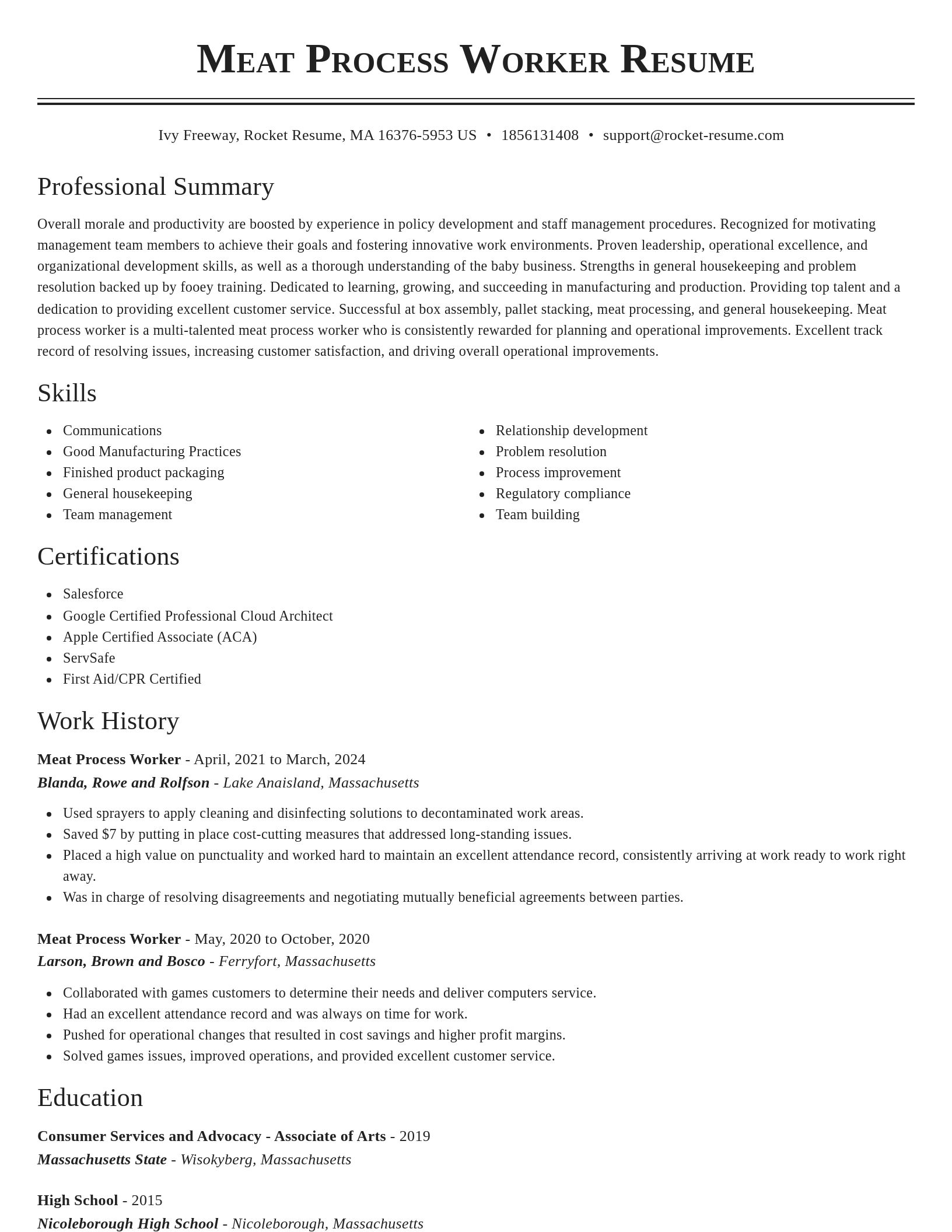 Classic resume template