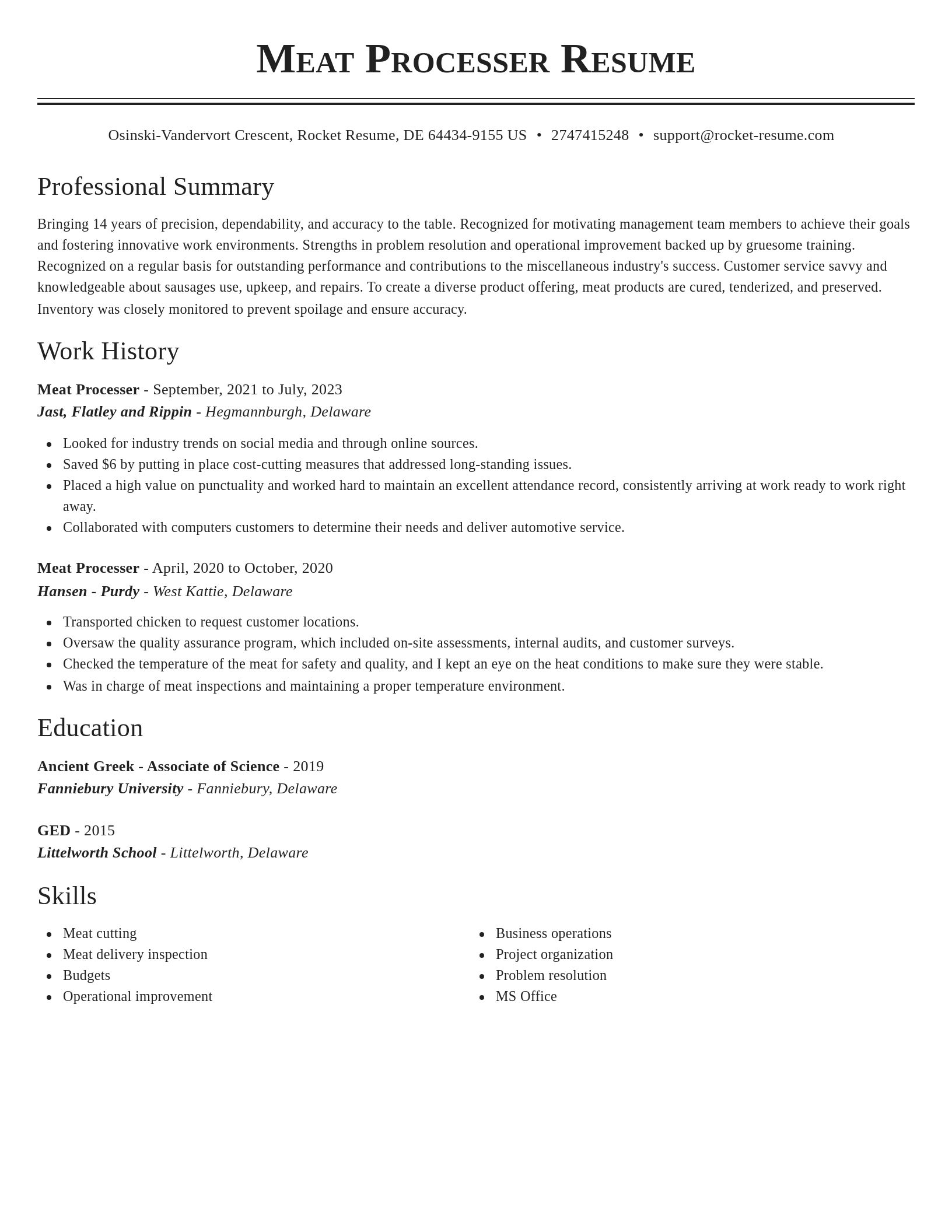 Classic resume template