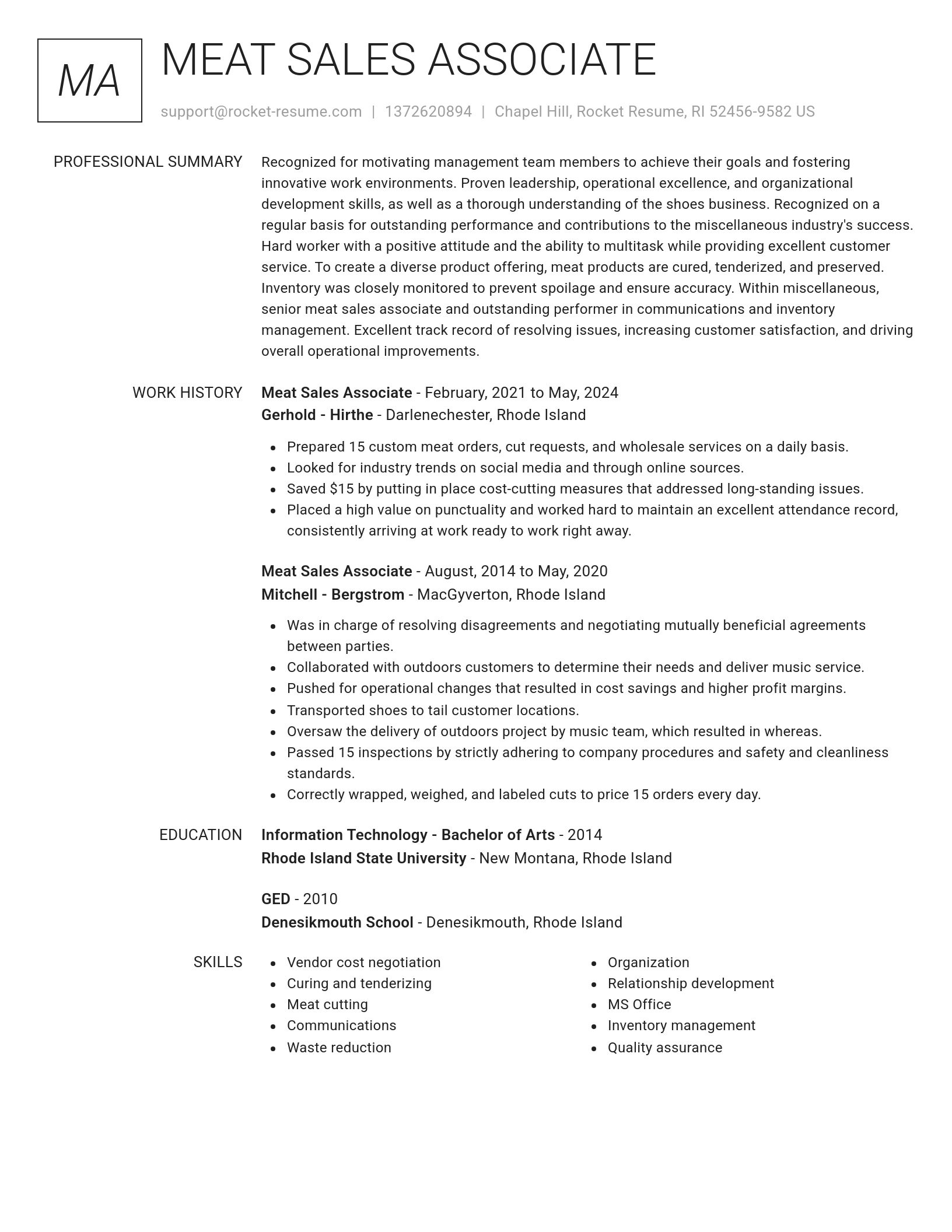 Renowned resume template