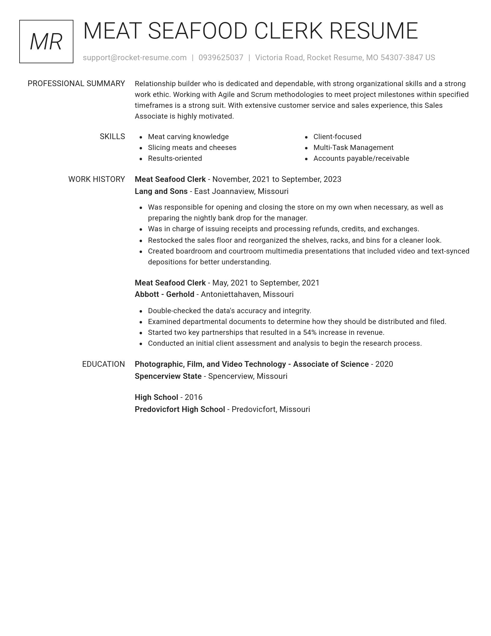 Renowned resume template