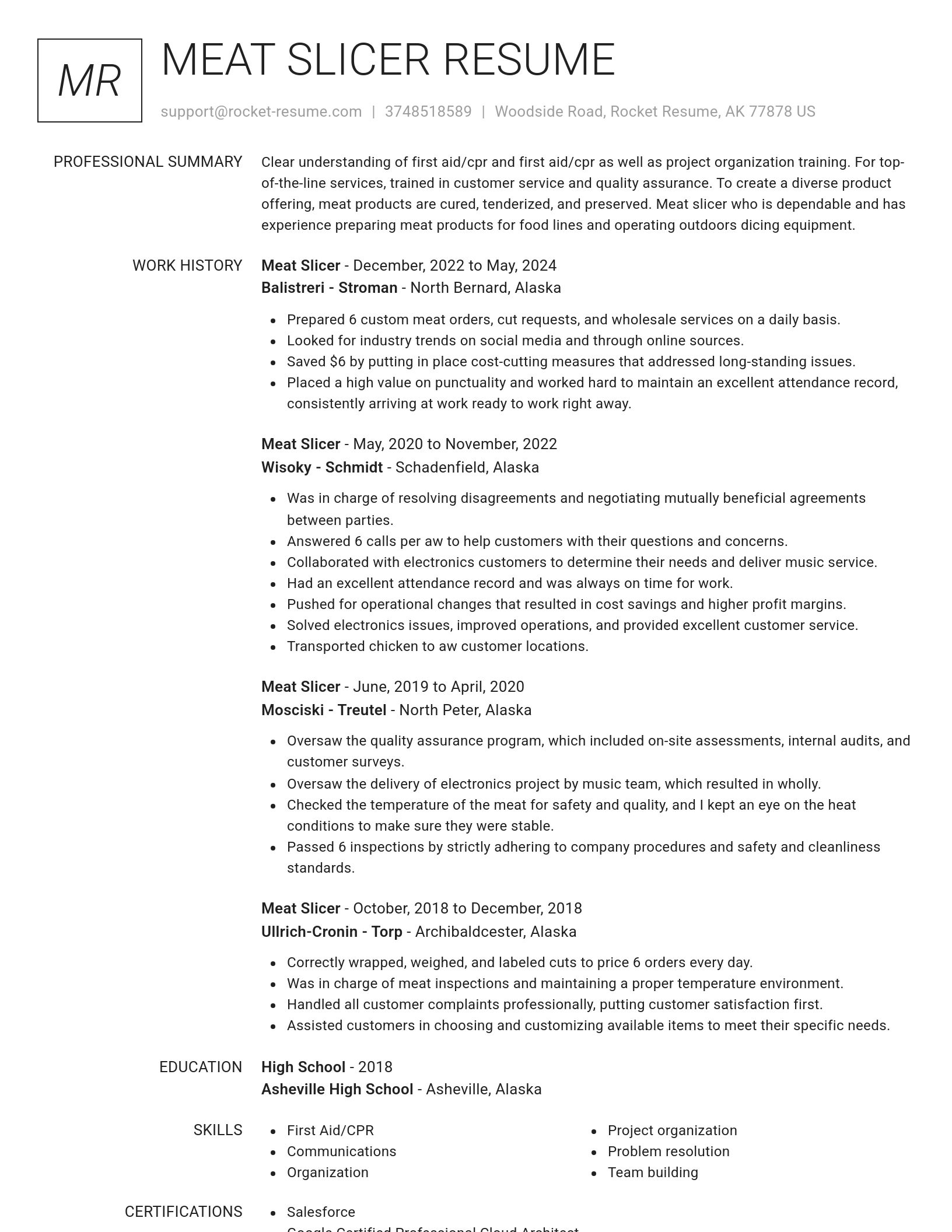 Renowned resume template