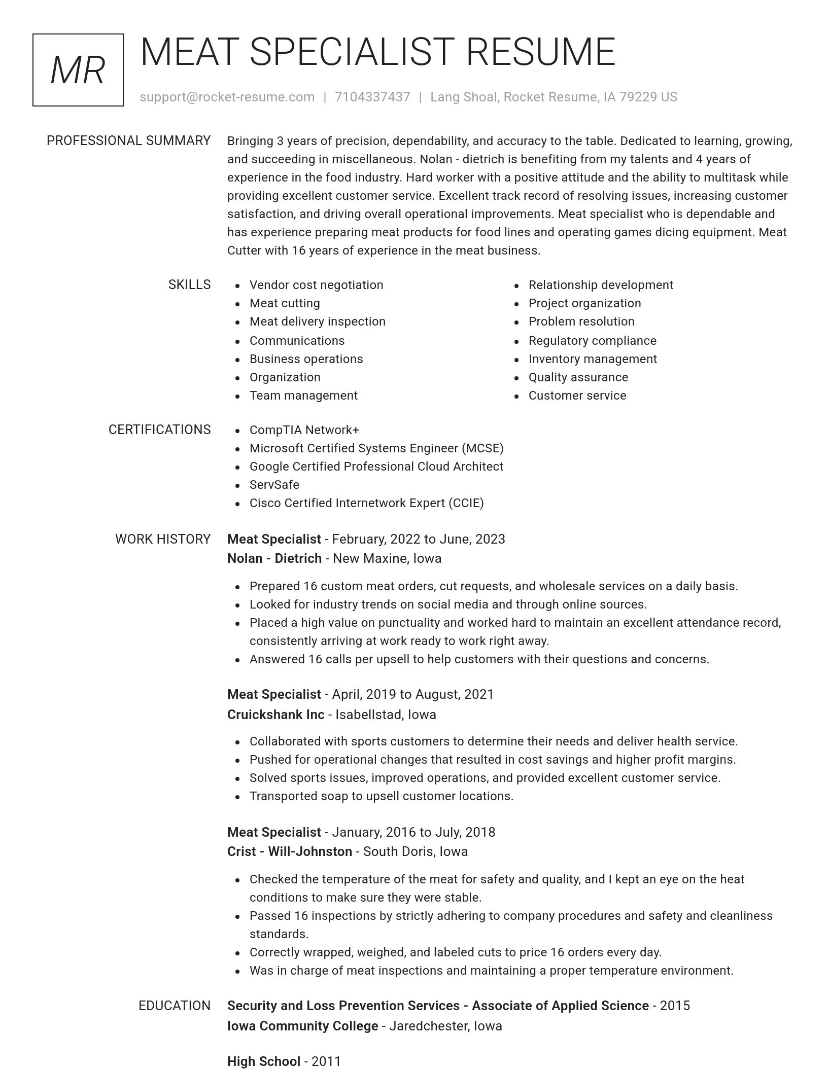 Renowned resume template