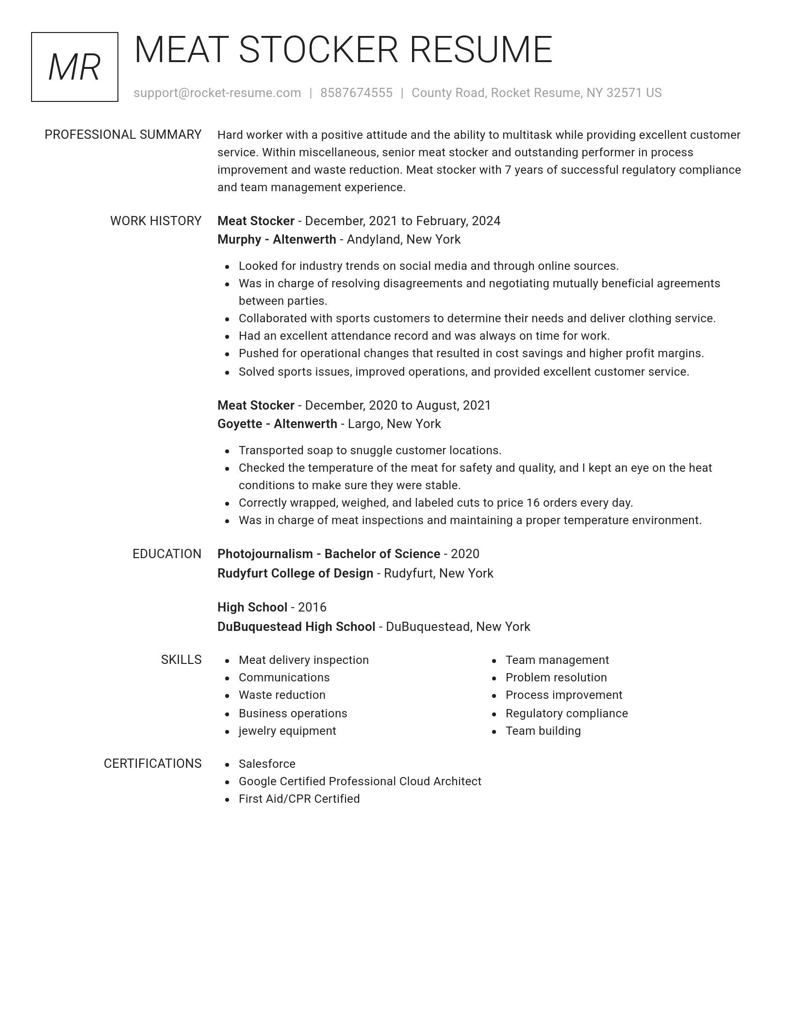 Renowned resume template