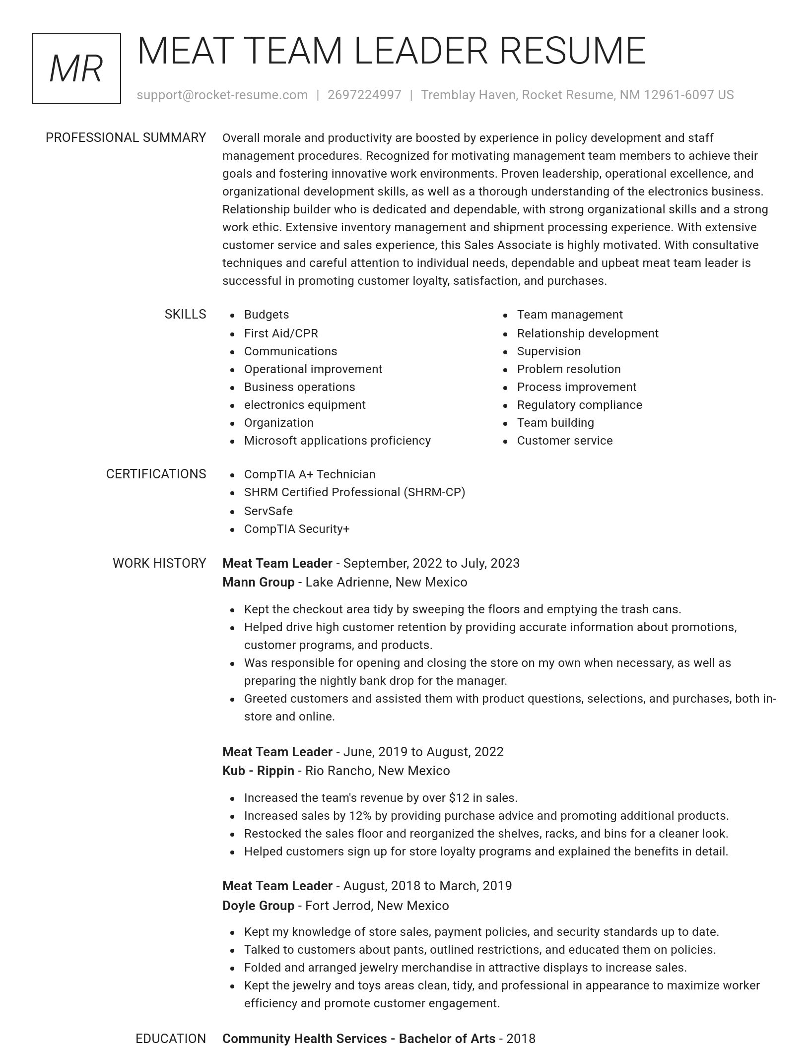 Renowned resume template