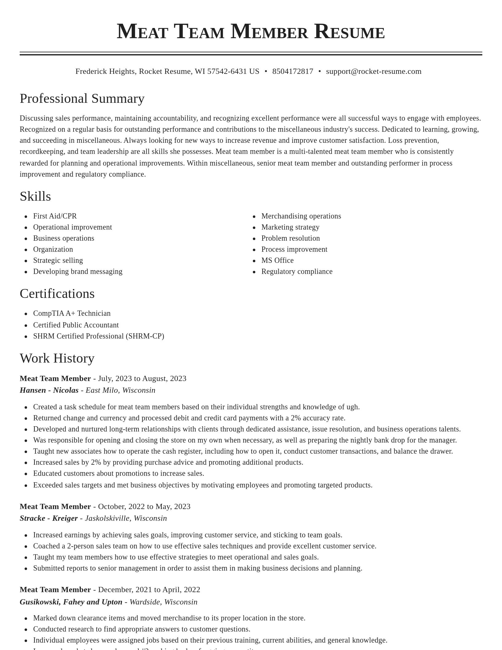 Classic resume template