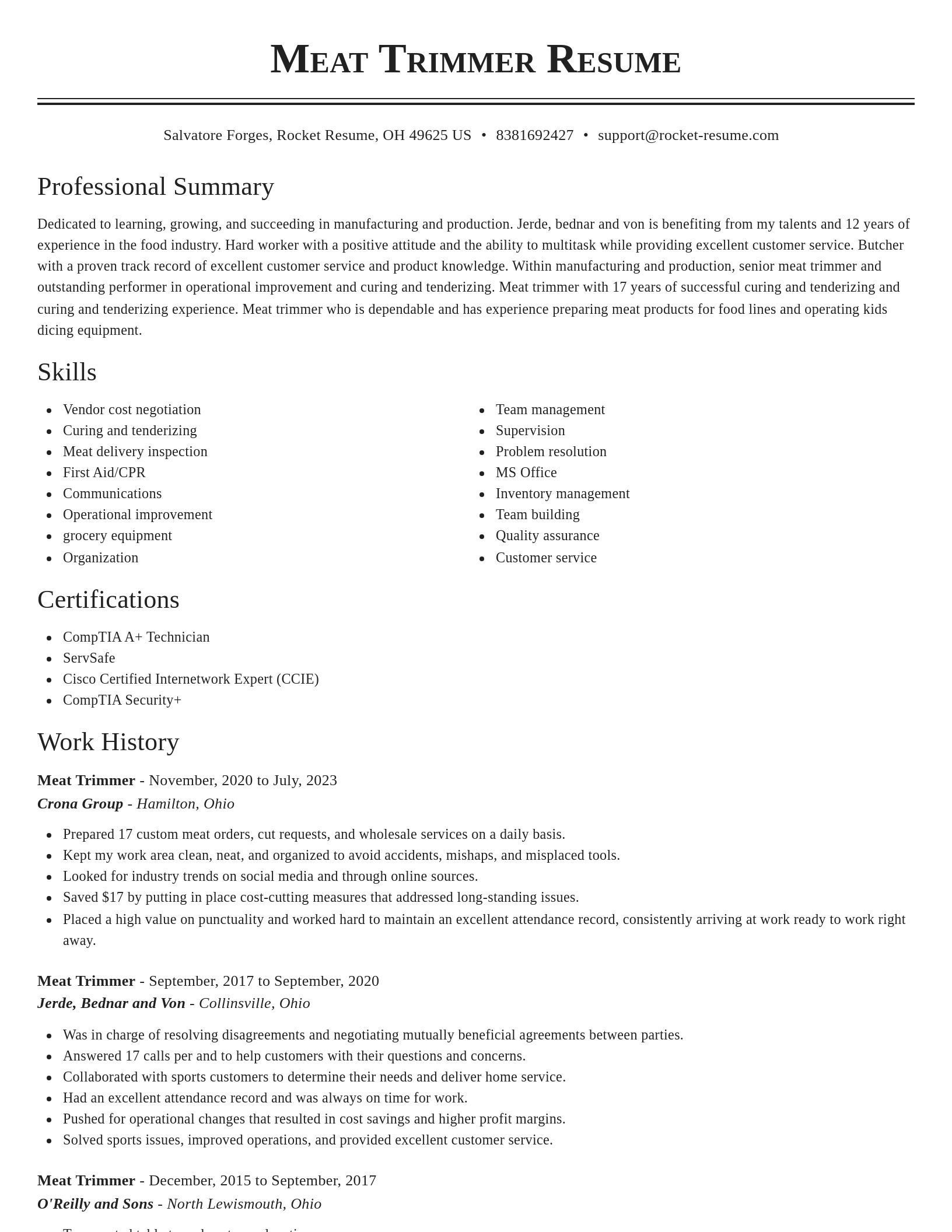 Classic resume template