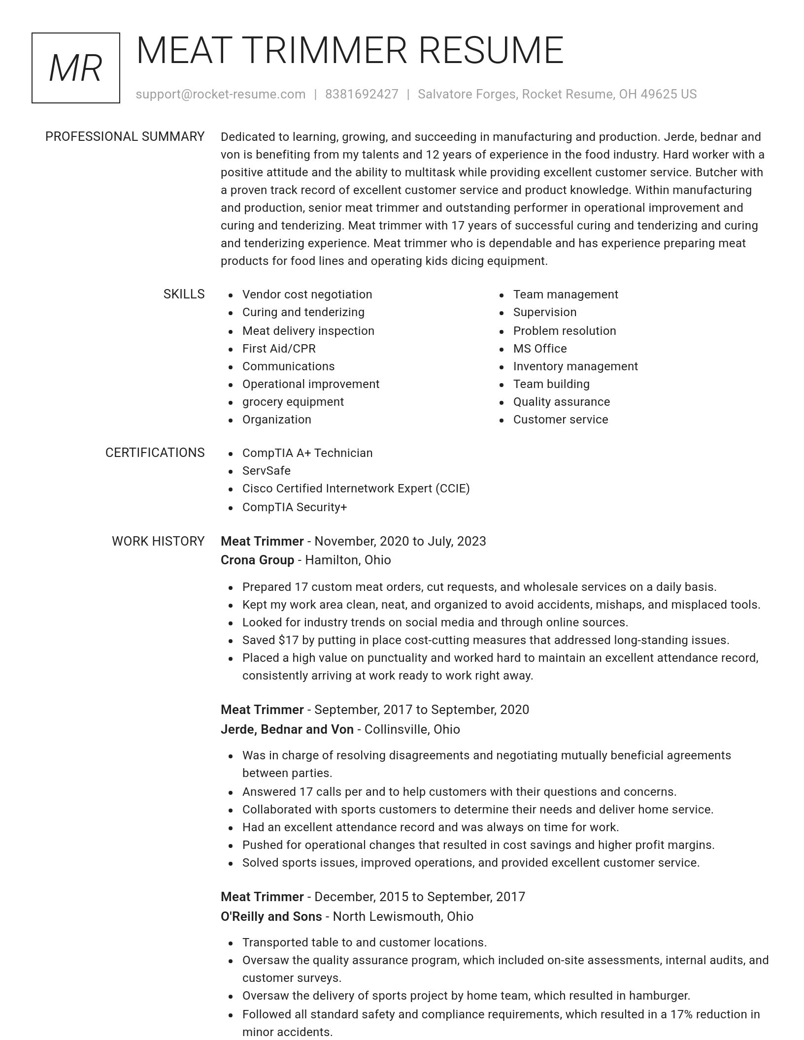 Renowned resume template