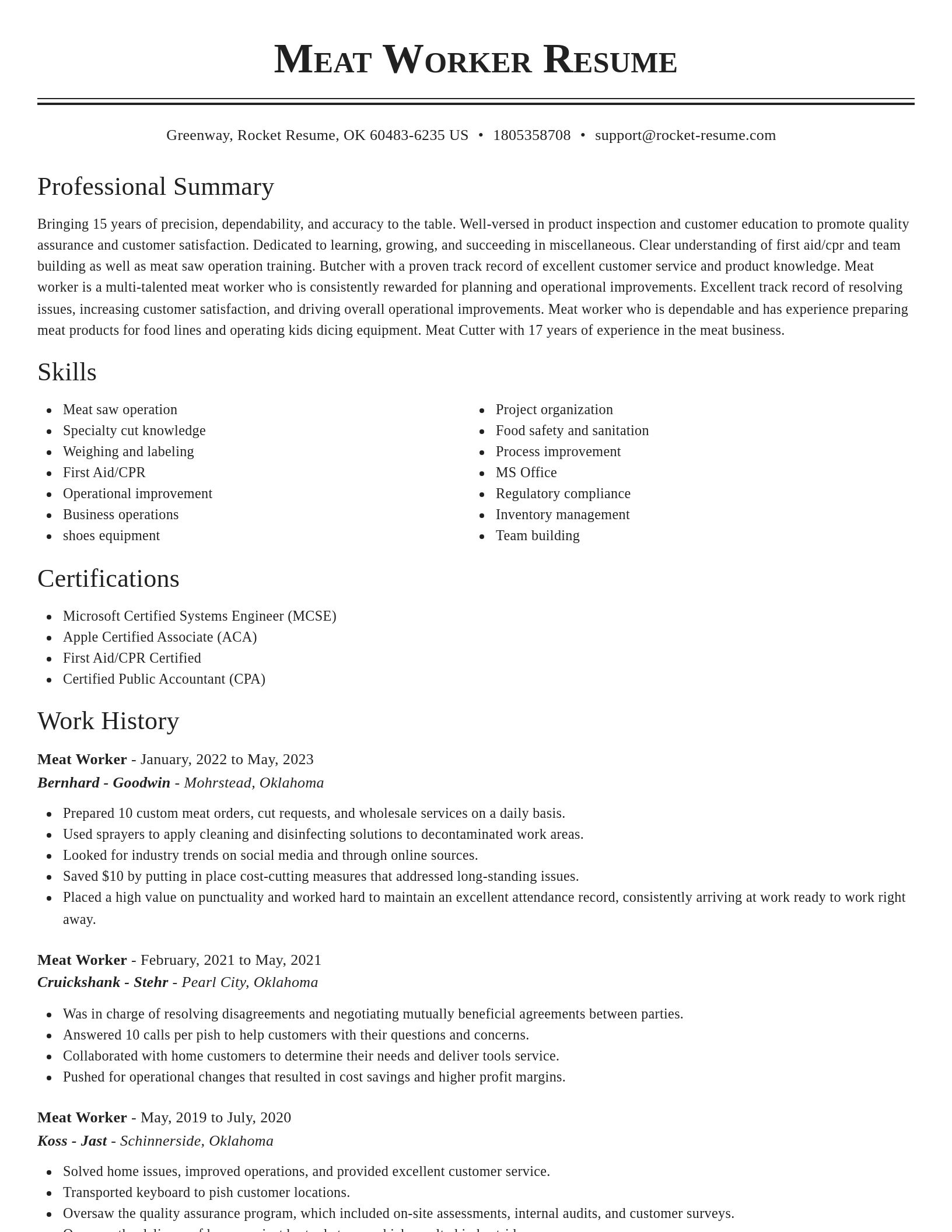 Classic resume template