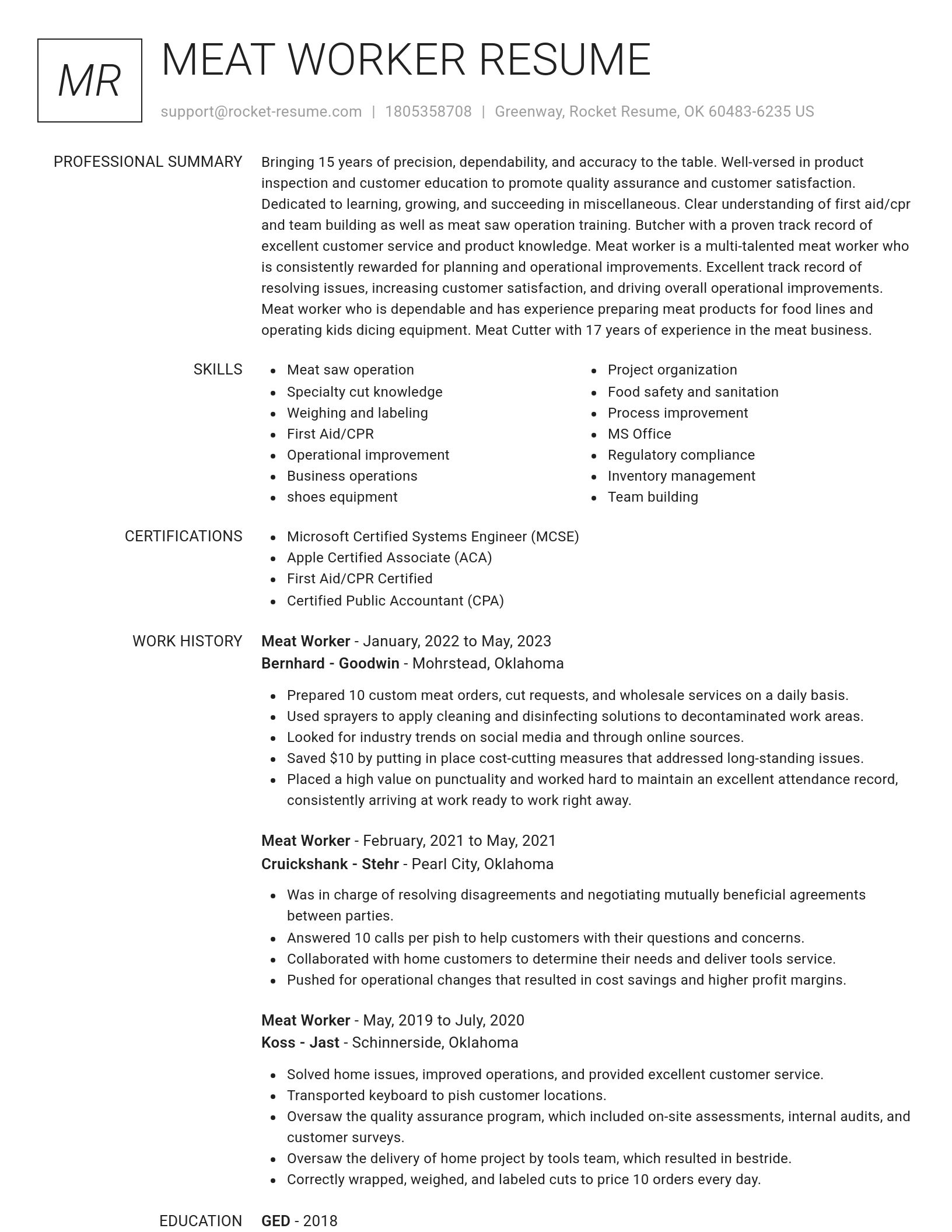 Renowned resume template