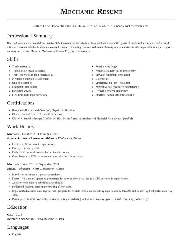 Classic resume template