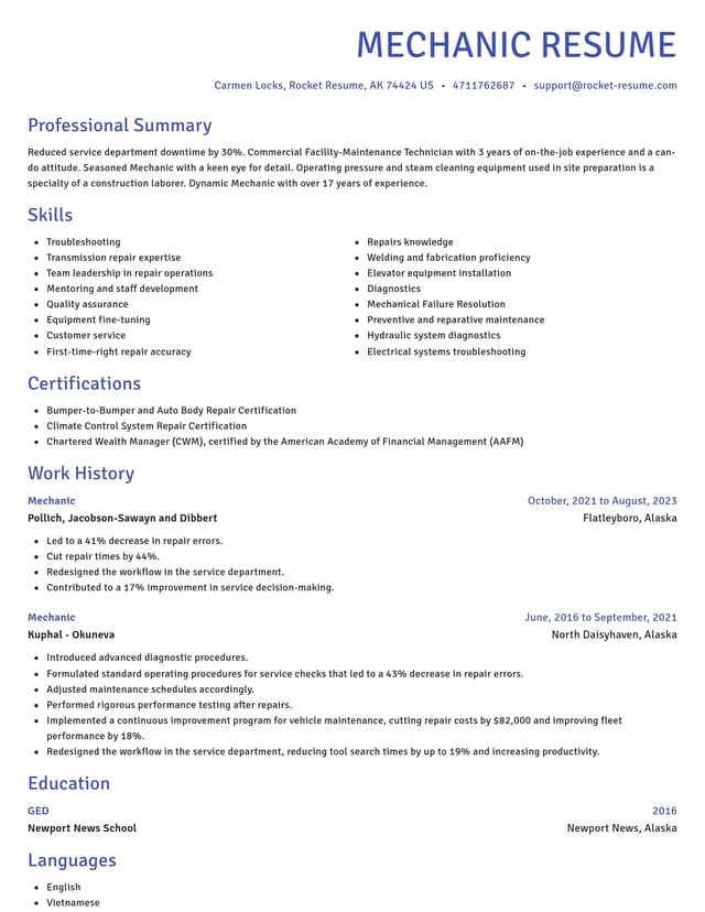 Novel resume template