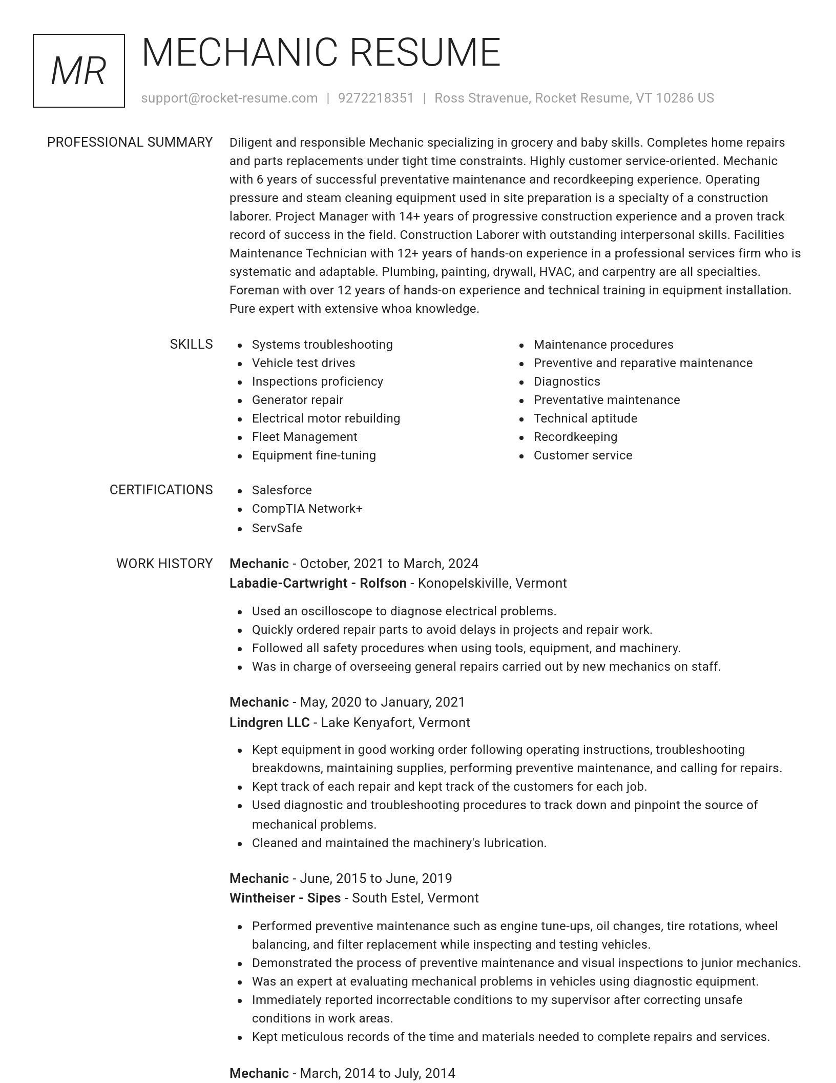 Renowned resume template