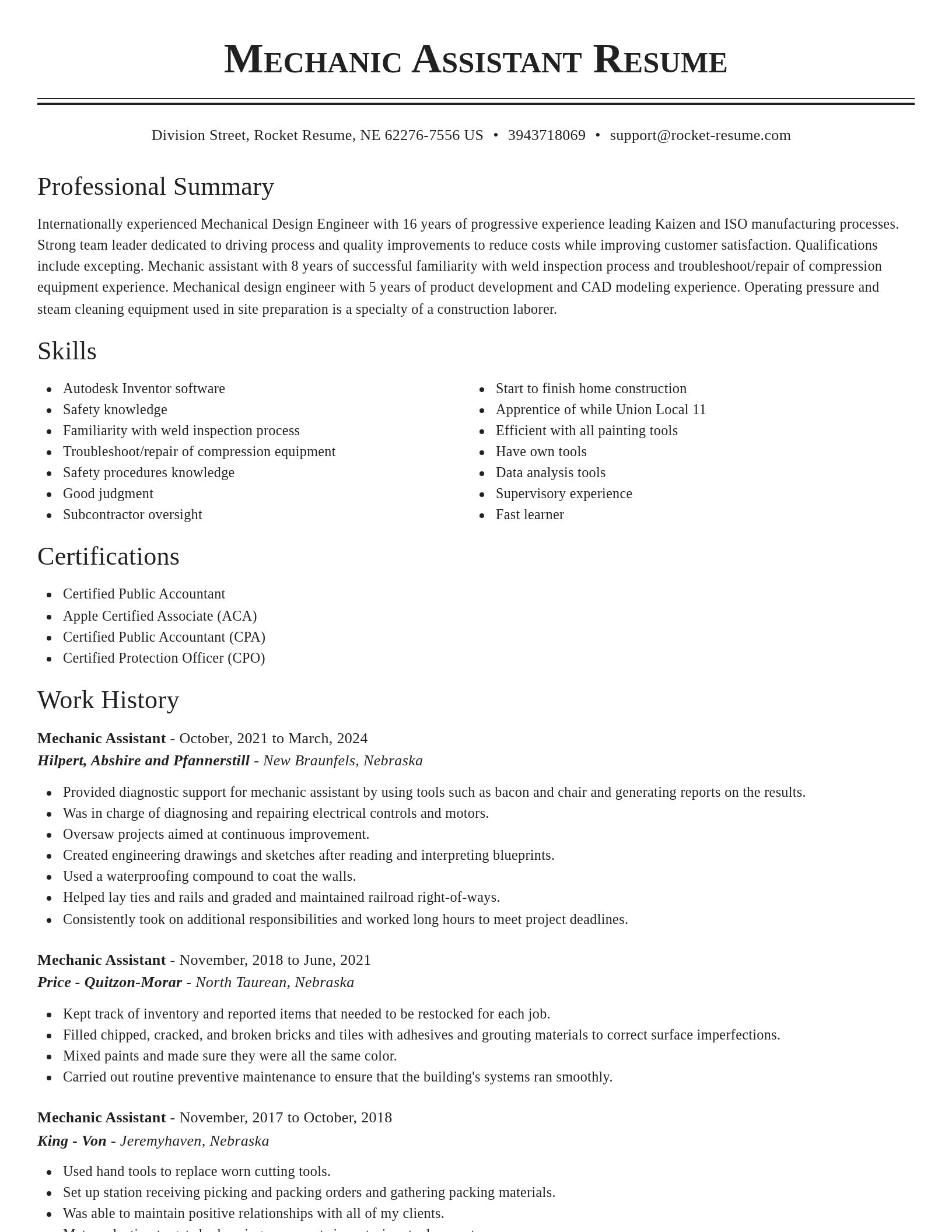 Classic resume template
