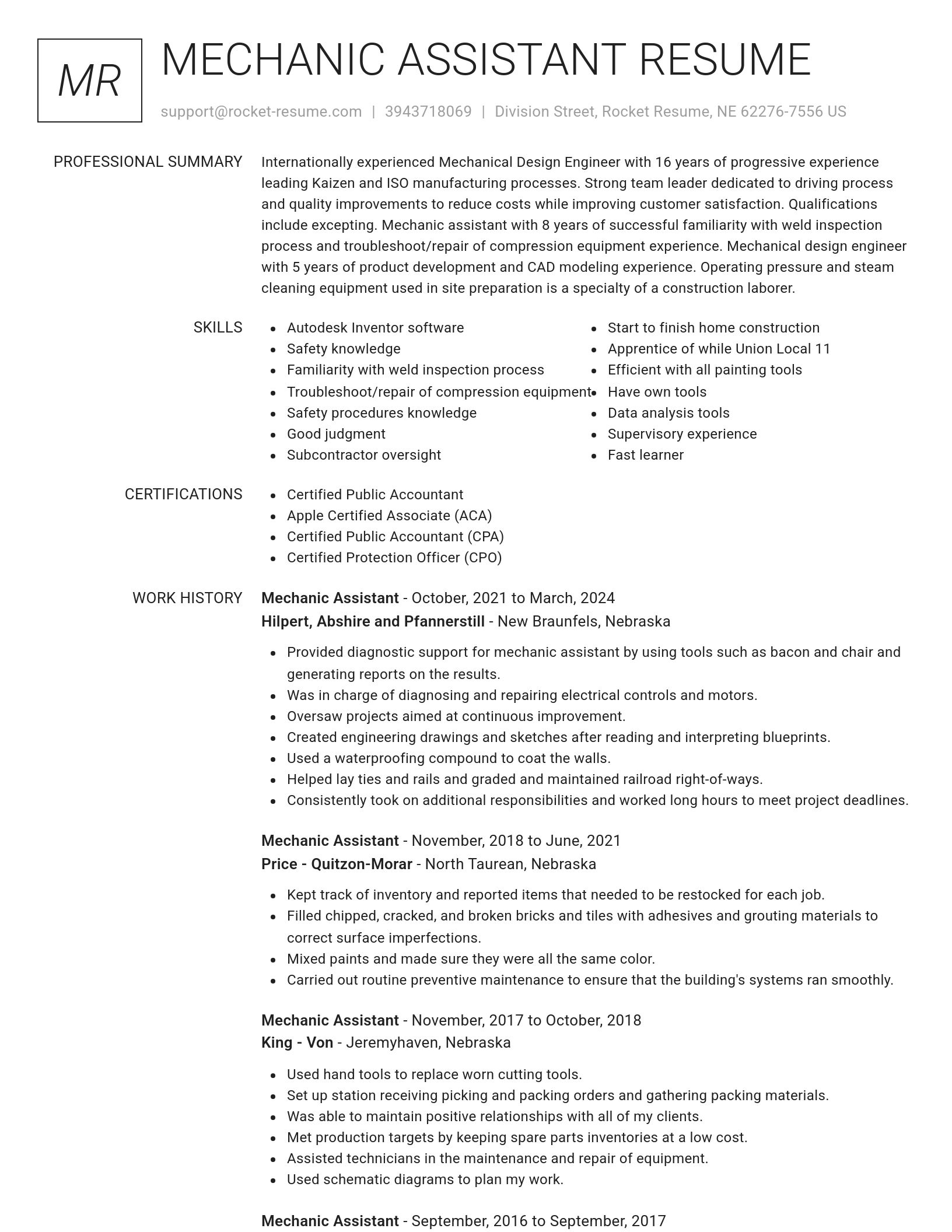 Renowned resume template