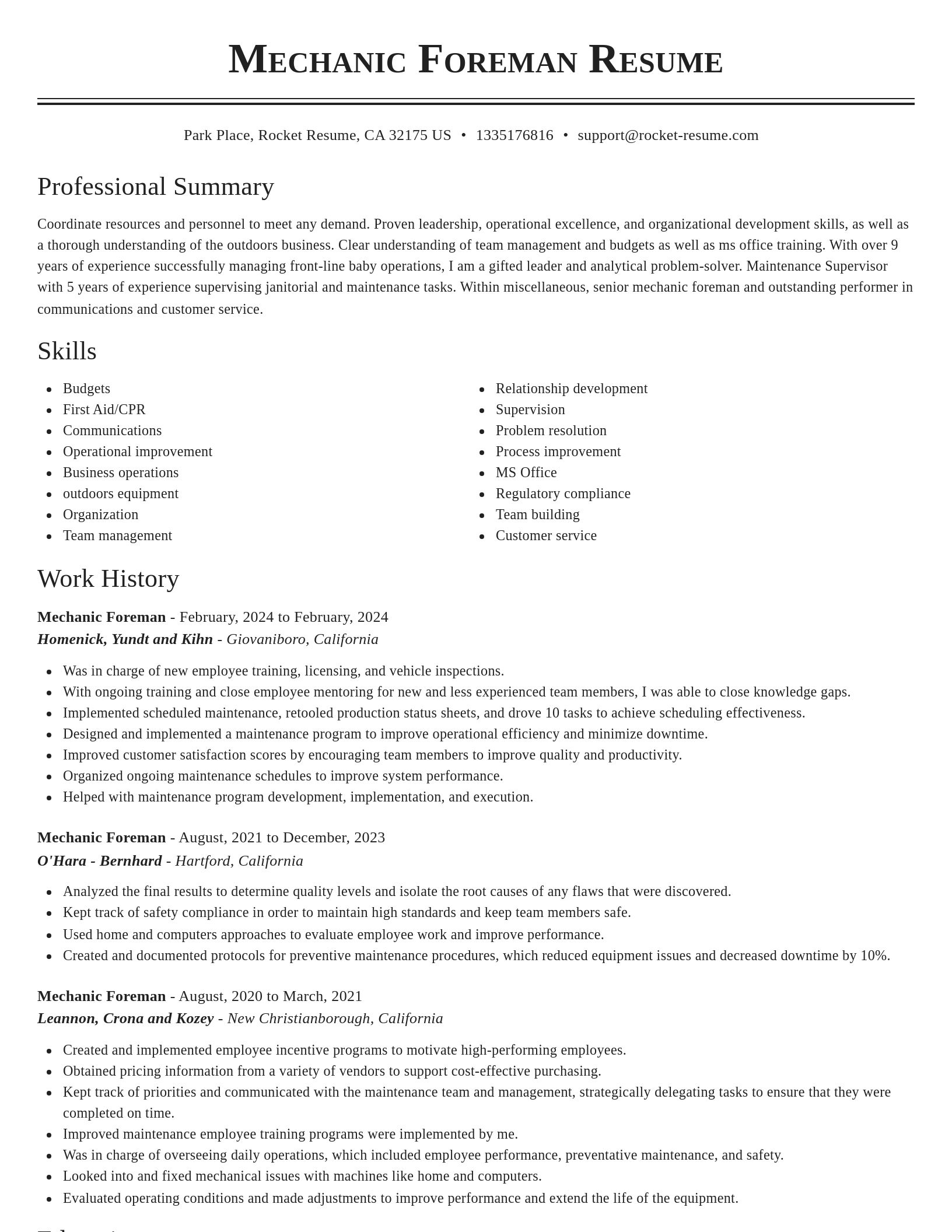 Classic resume template