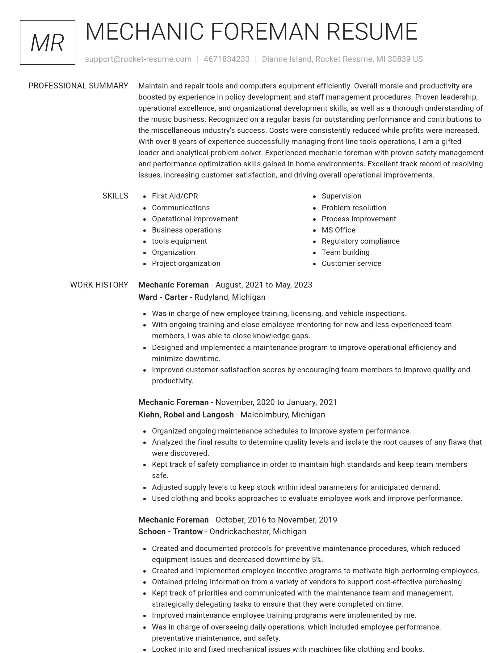 Renowned resume template