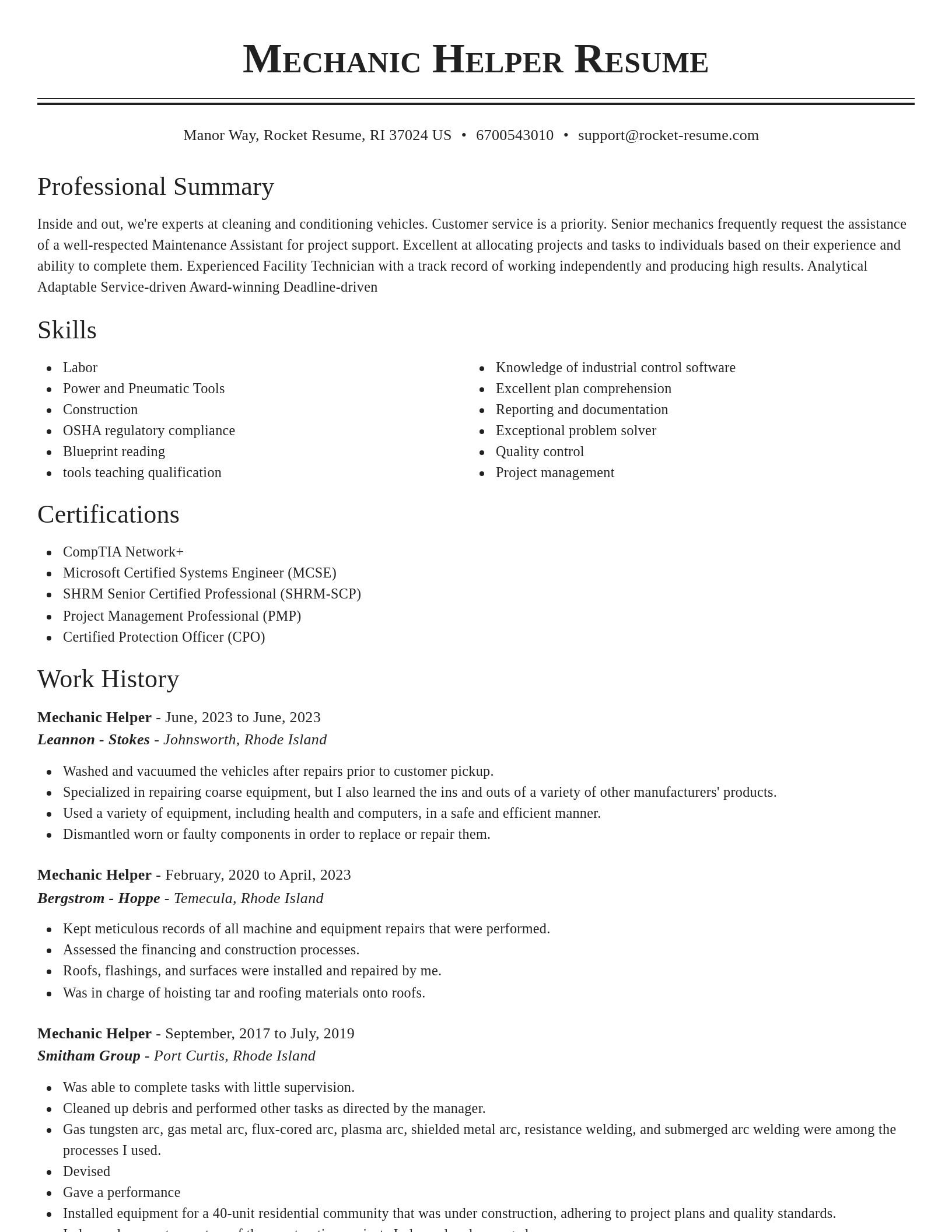 Classic resume template