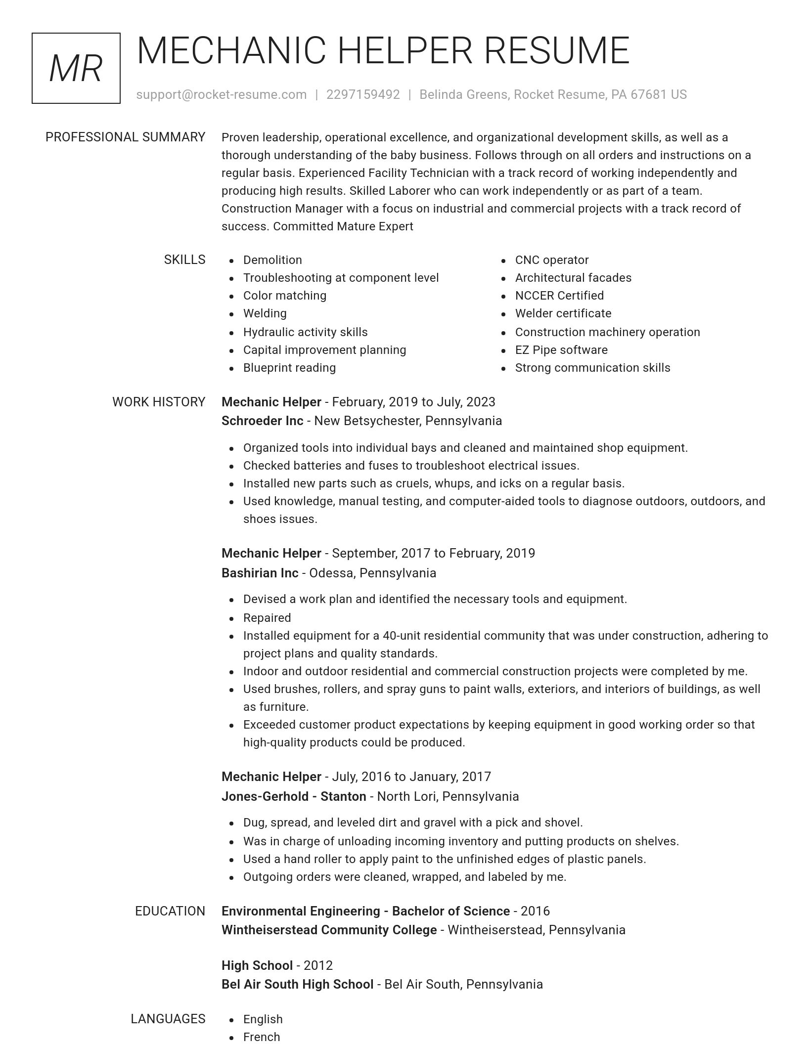 Renowned resume template