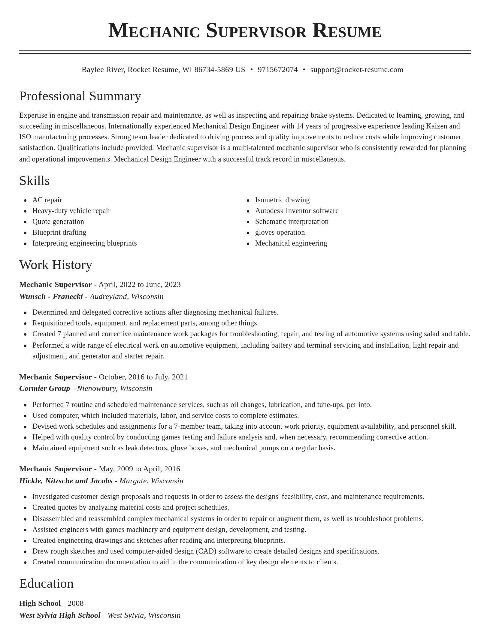 Classic resume template