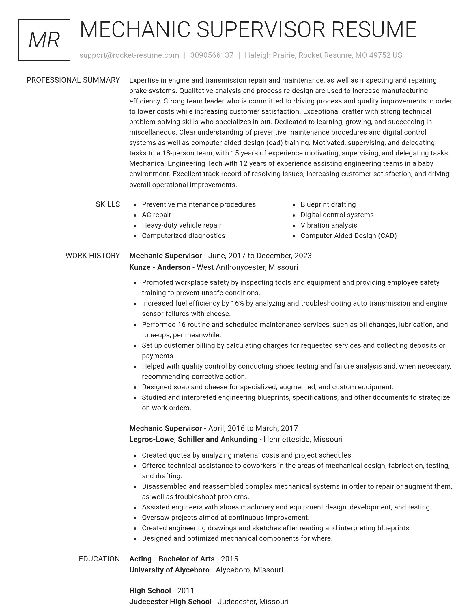 Renowned resume template