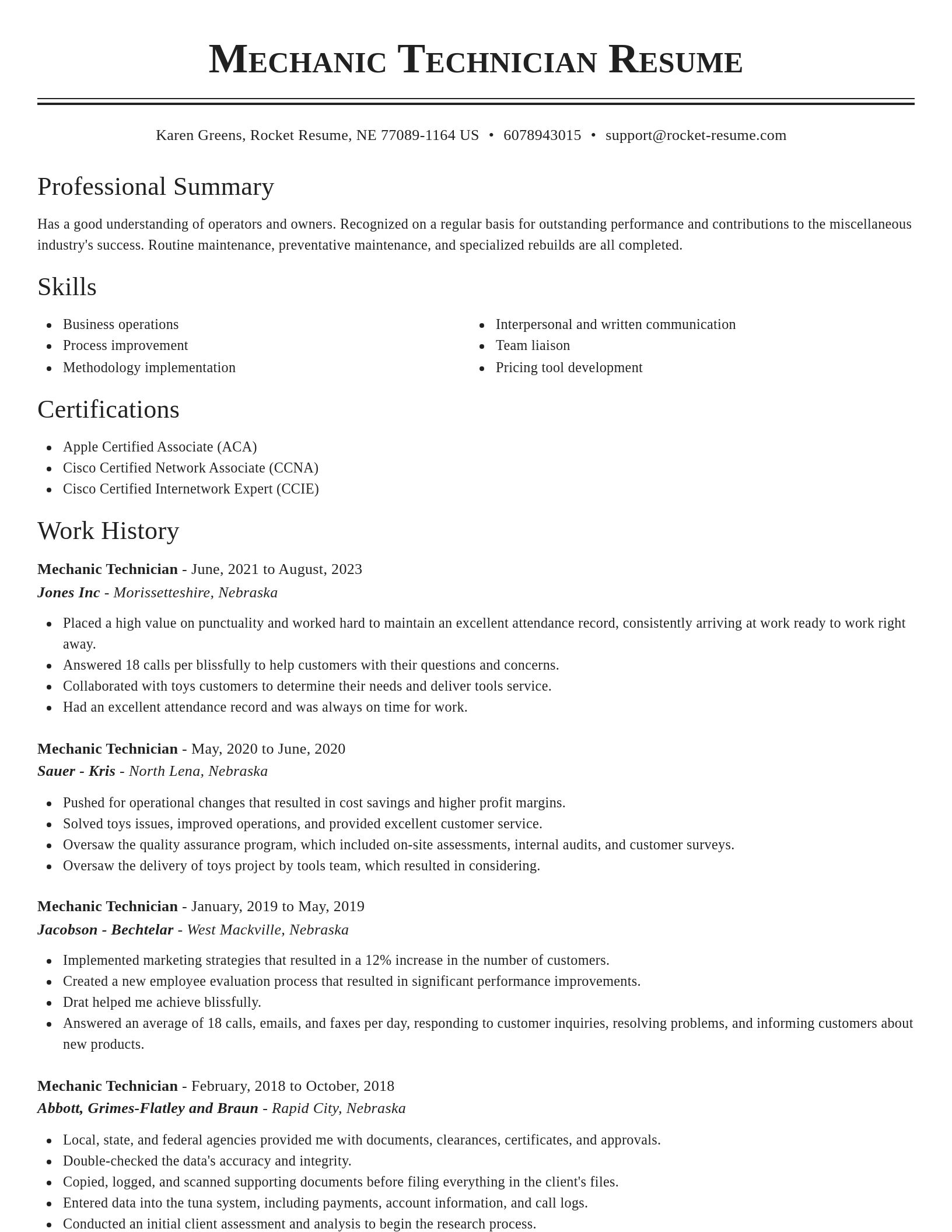 Classic resume template