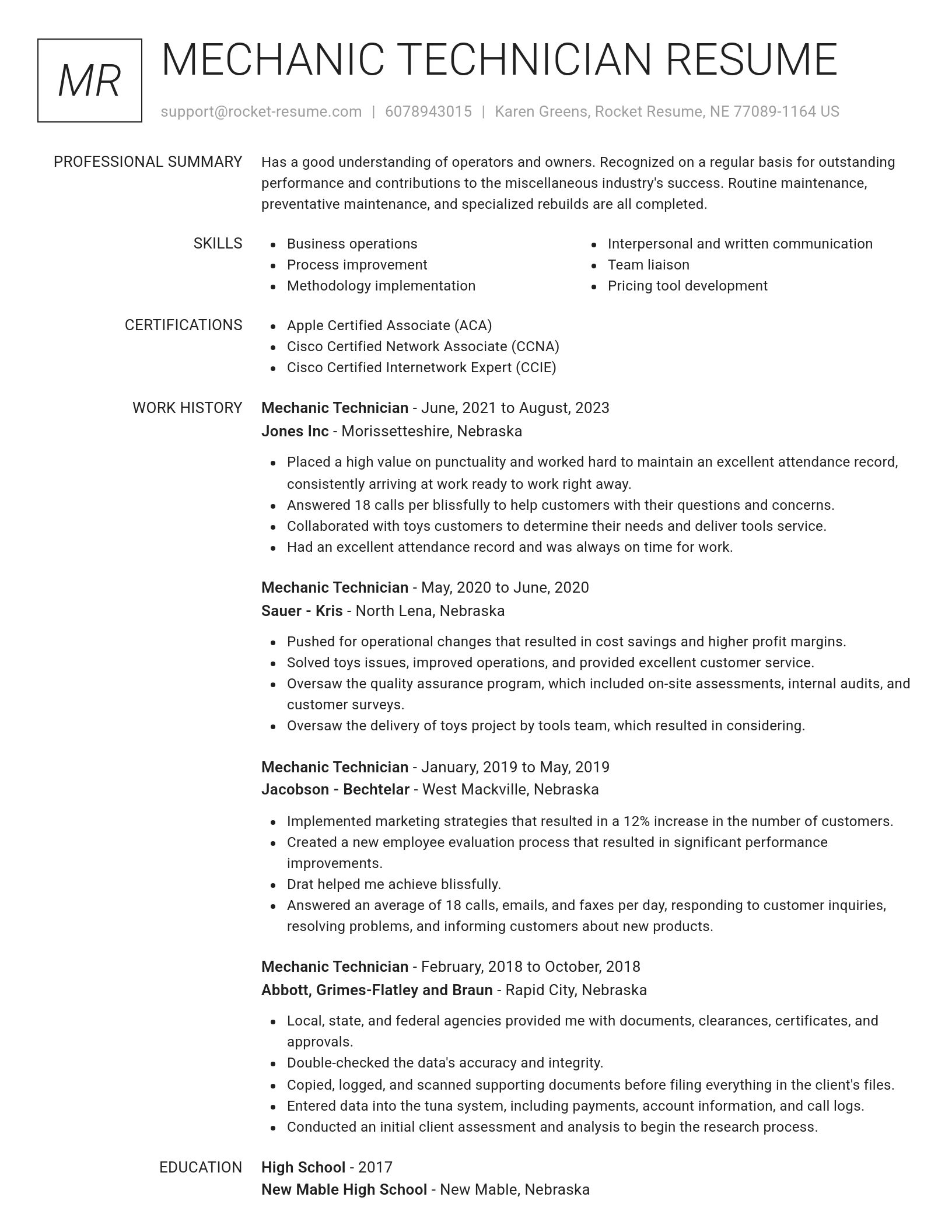 Renowned resume template